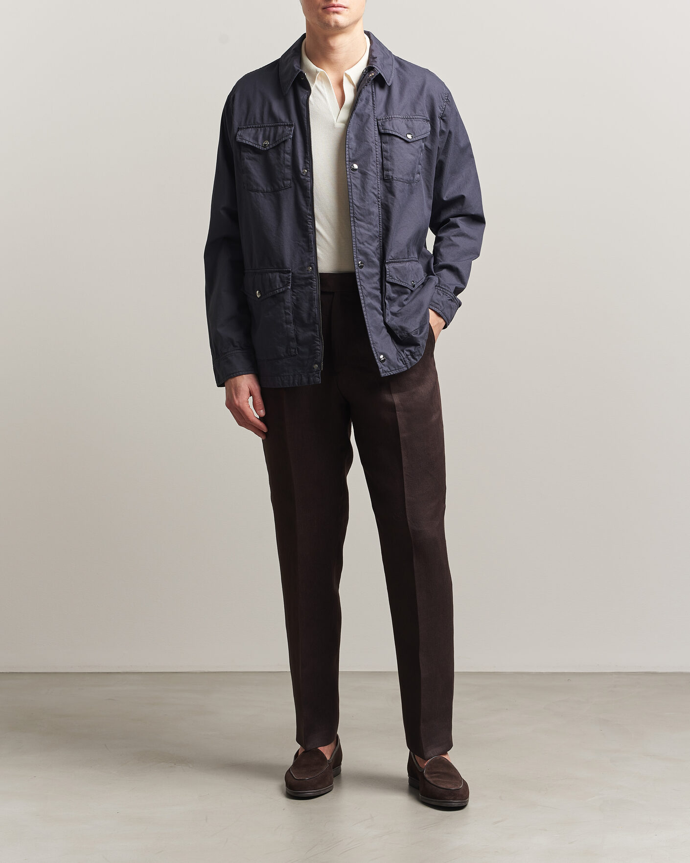 Herr | Jackor | Herno | Washed Cotton Field Jacket Navy