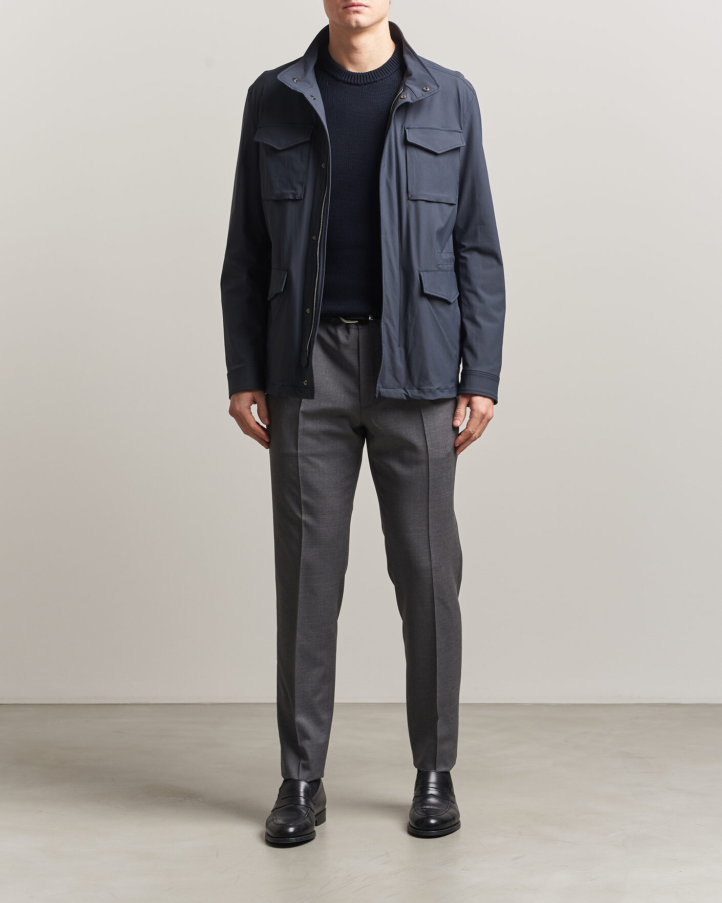 Herr | Jackor | Herno | Soft Nylon Field Jacket Navy