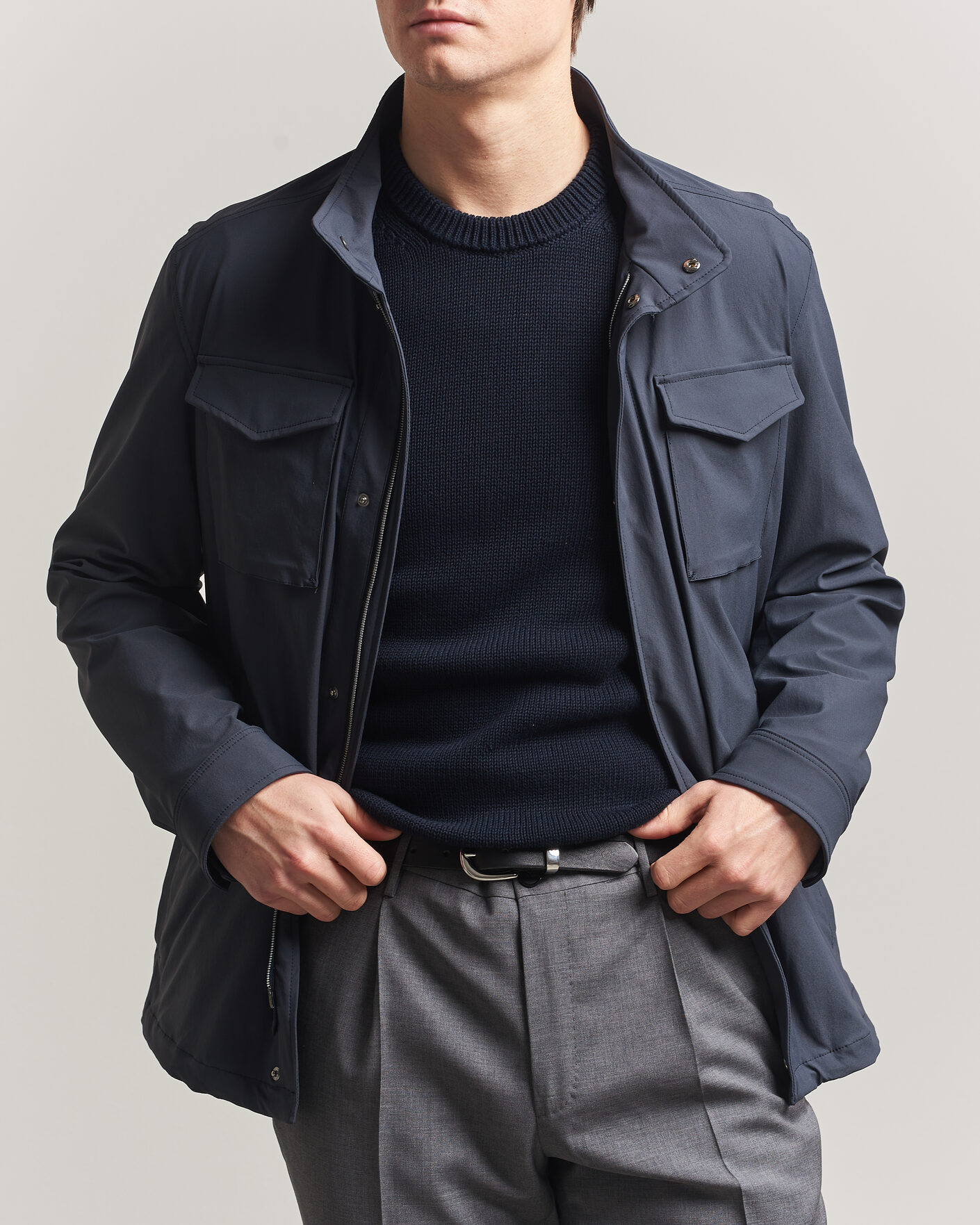 Herr | Jackor | Herno | Soft Nylon Field Jacket Navy