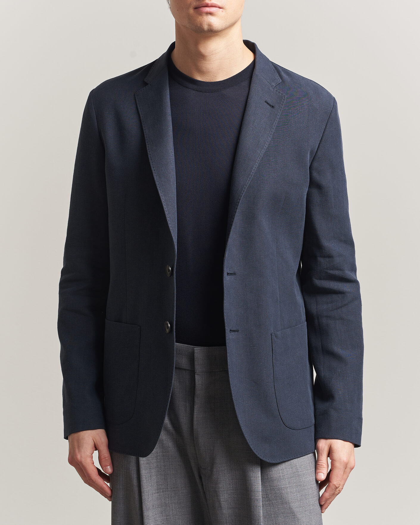 Herr | Kavajer | Herno | Cotton/Linen Blazer Navy