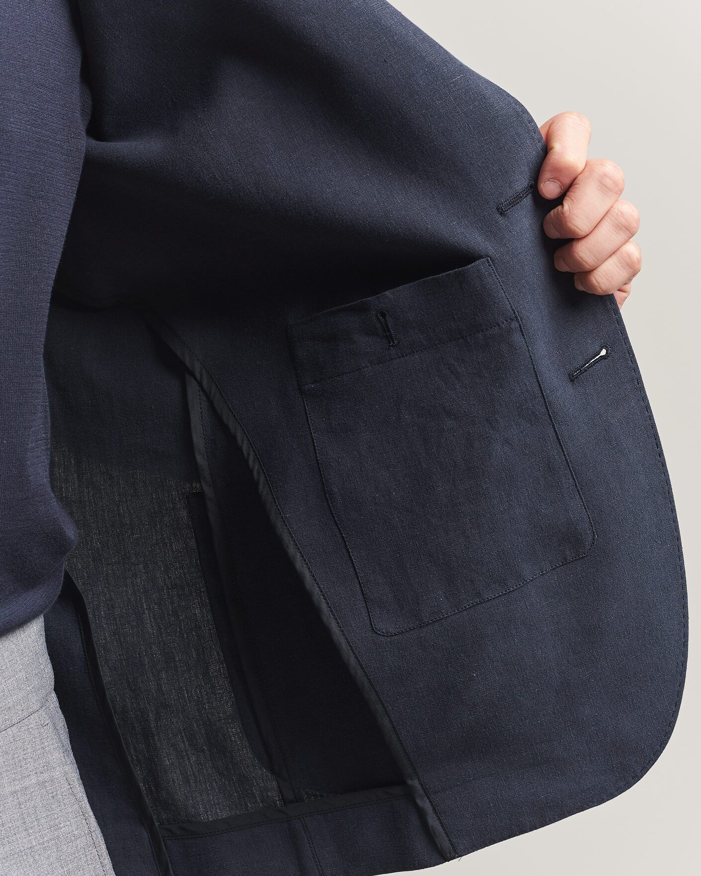 Herr | Kavajer | Herno | Cotton/Linen Blazer Navy