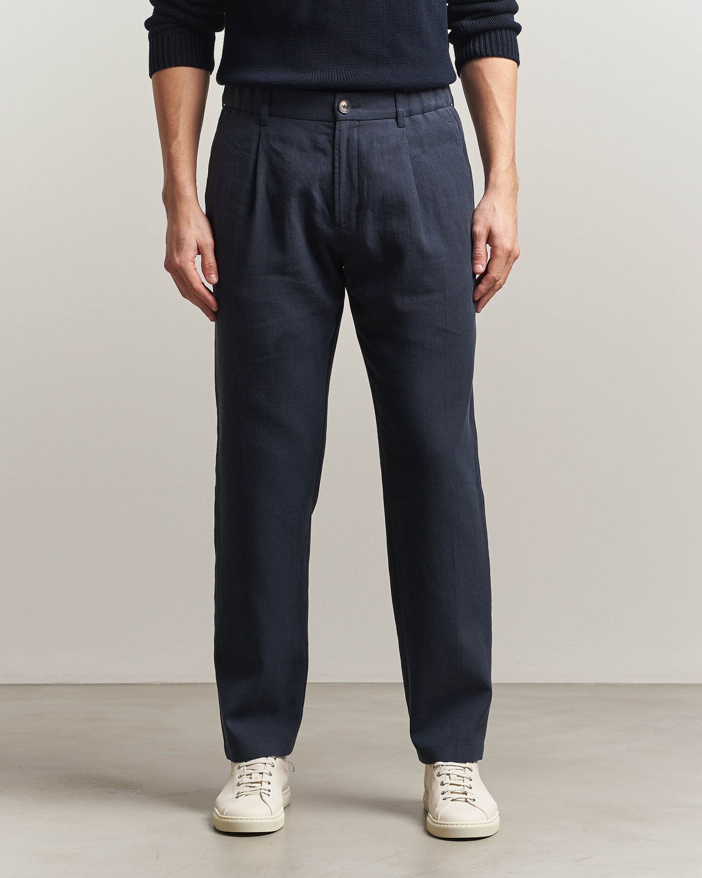 Herr | Byxor | Herno | Cotton/Linen Drawstring Pants Navy