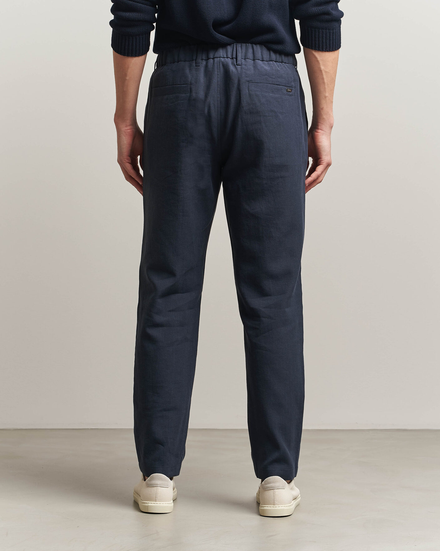 Herr | Byxor | Herno | Cotton/Linen Drawstring Pants Navy