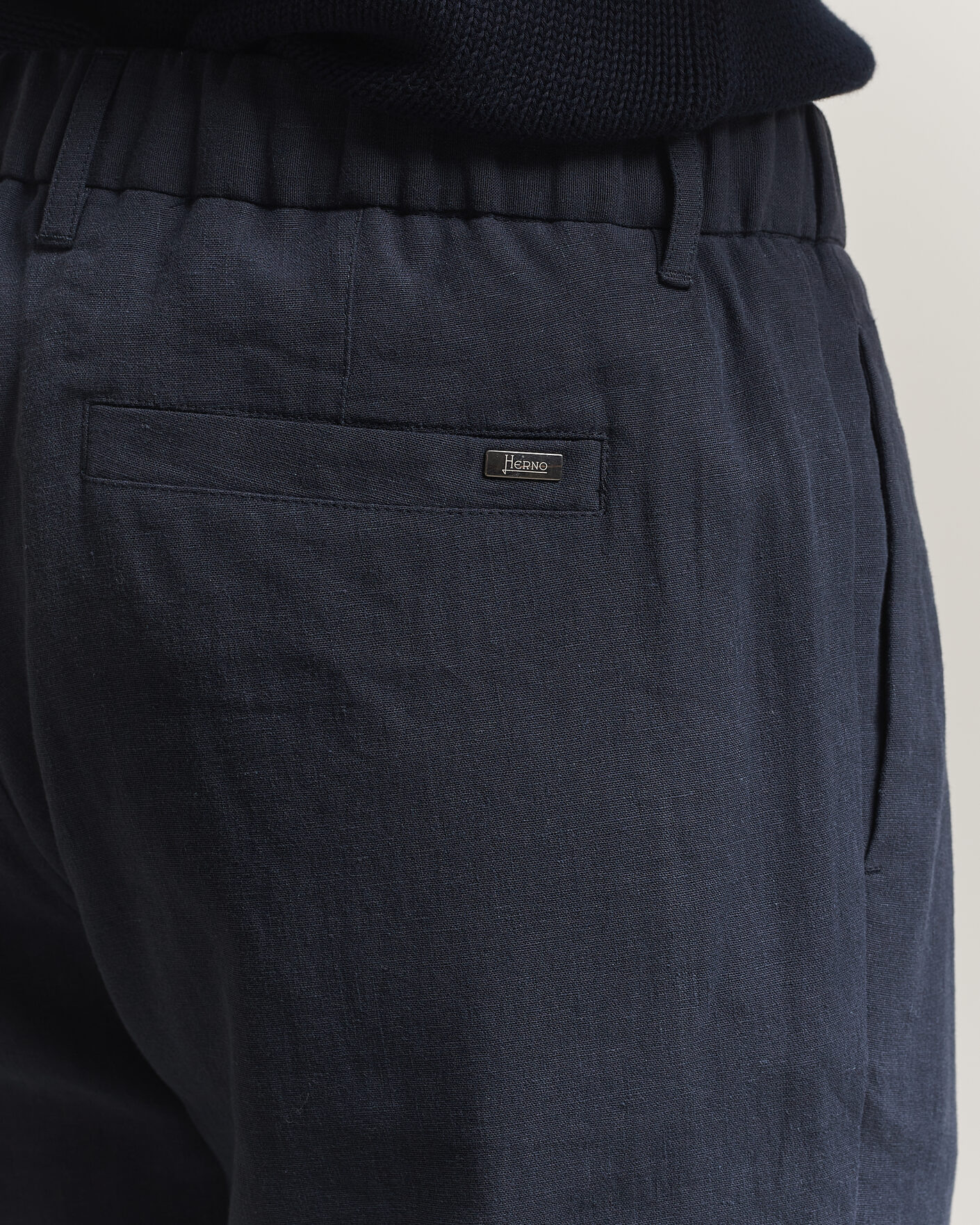 Herr | Byxor | Herno | Cotton/Linen Drawstring Pants Navy