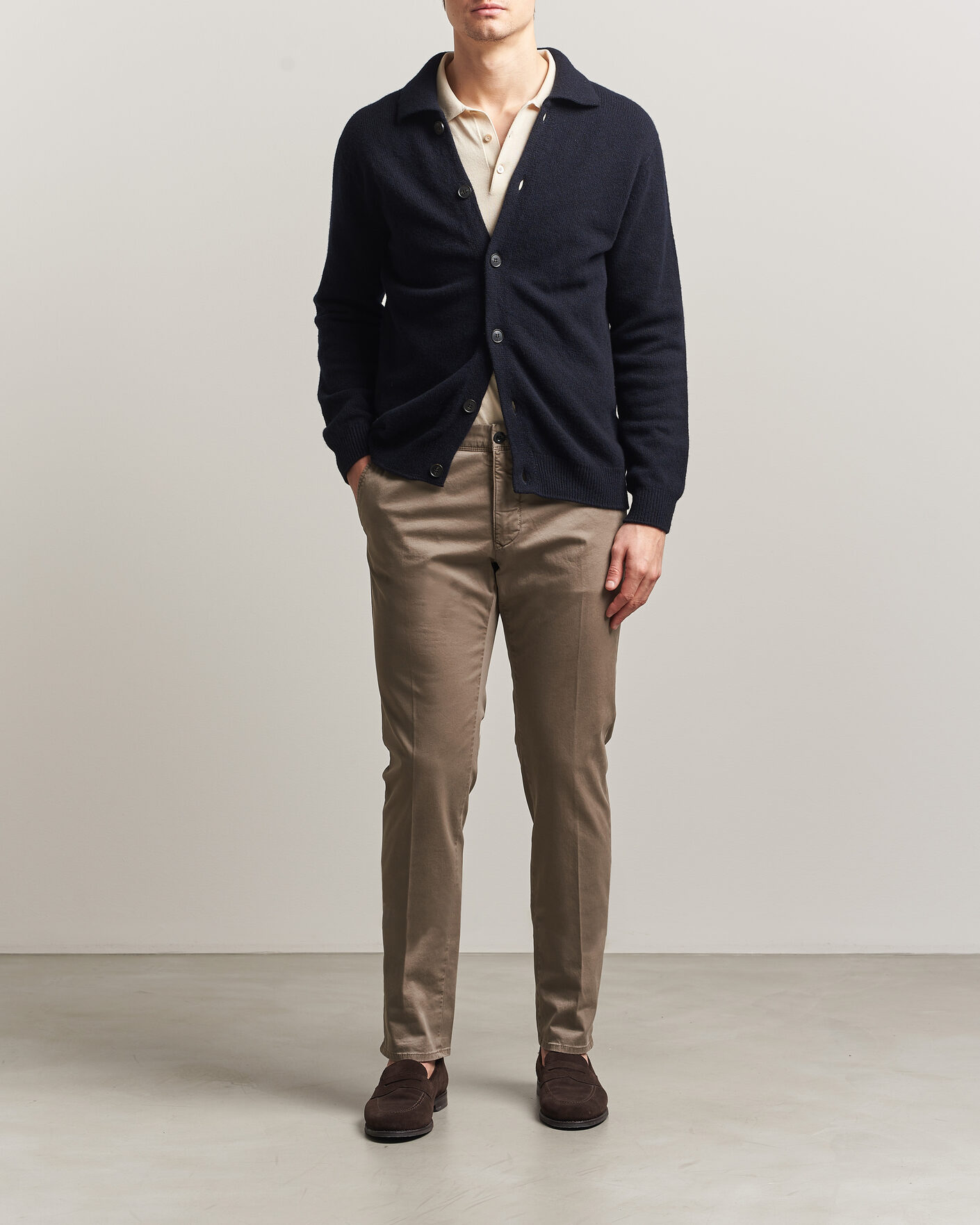 Herr | Byxor | Incotex | Slim Fit Garment Dyed Slacks Taupe