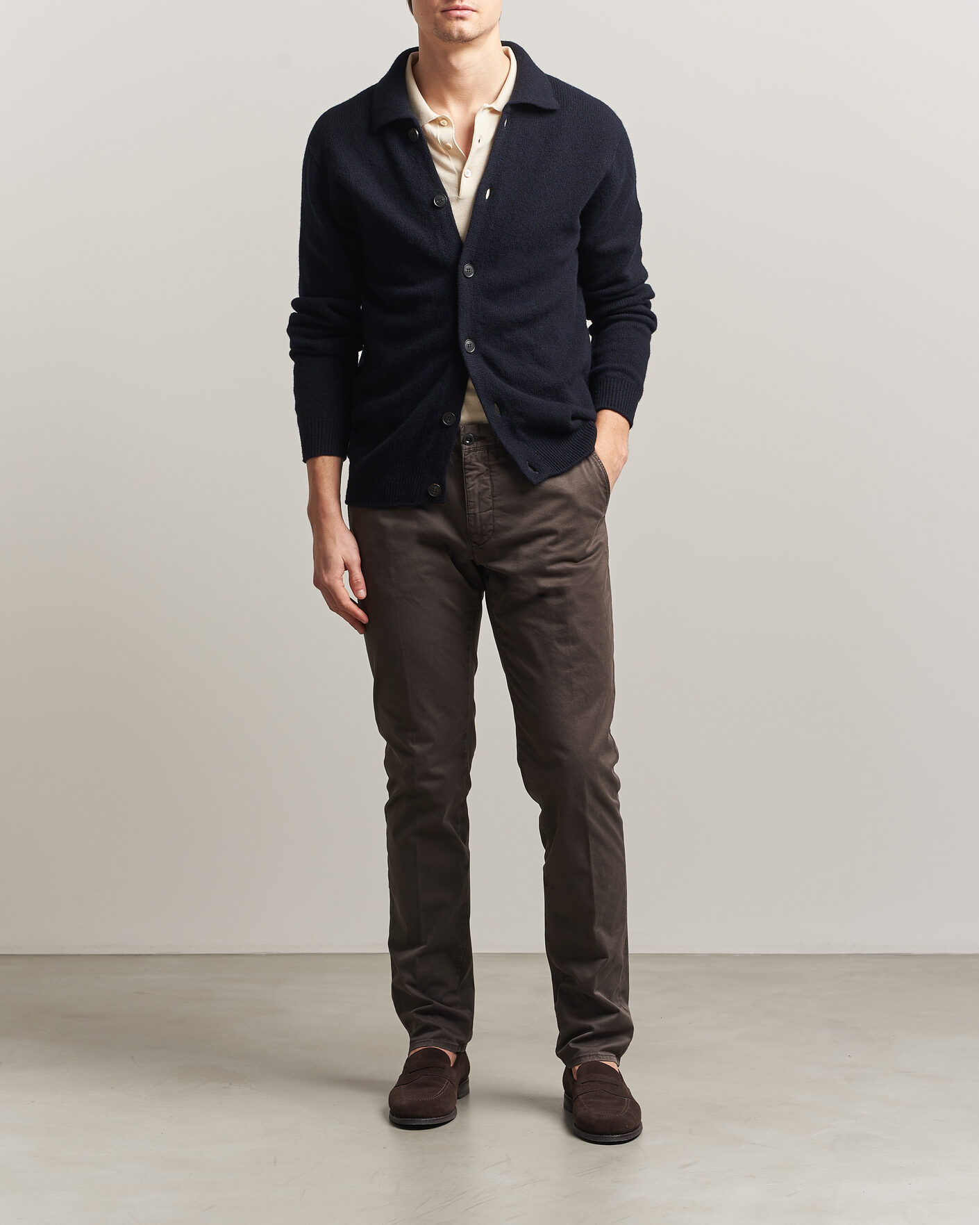 Herr | Byxor | Incotex | Slim Fit Garment Dyed Slacks Dark Brown
