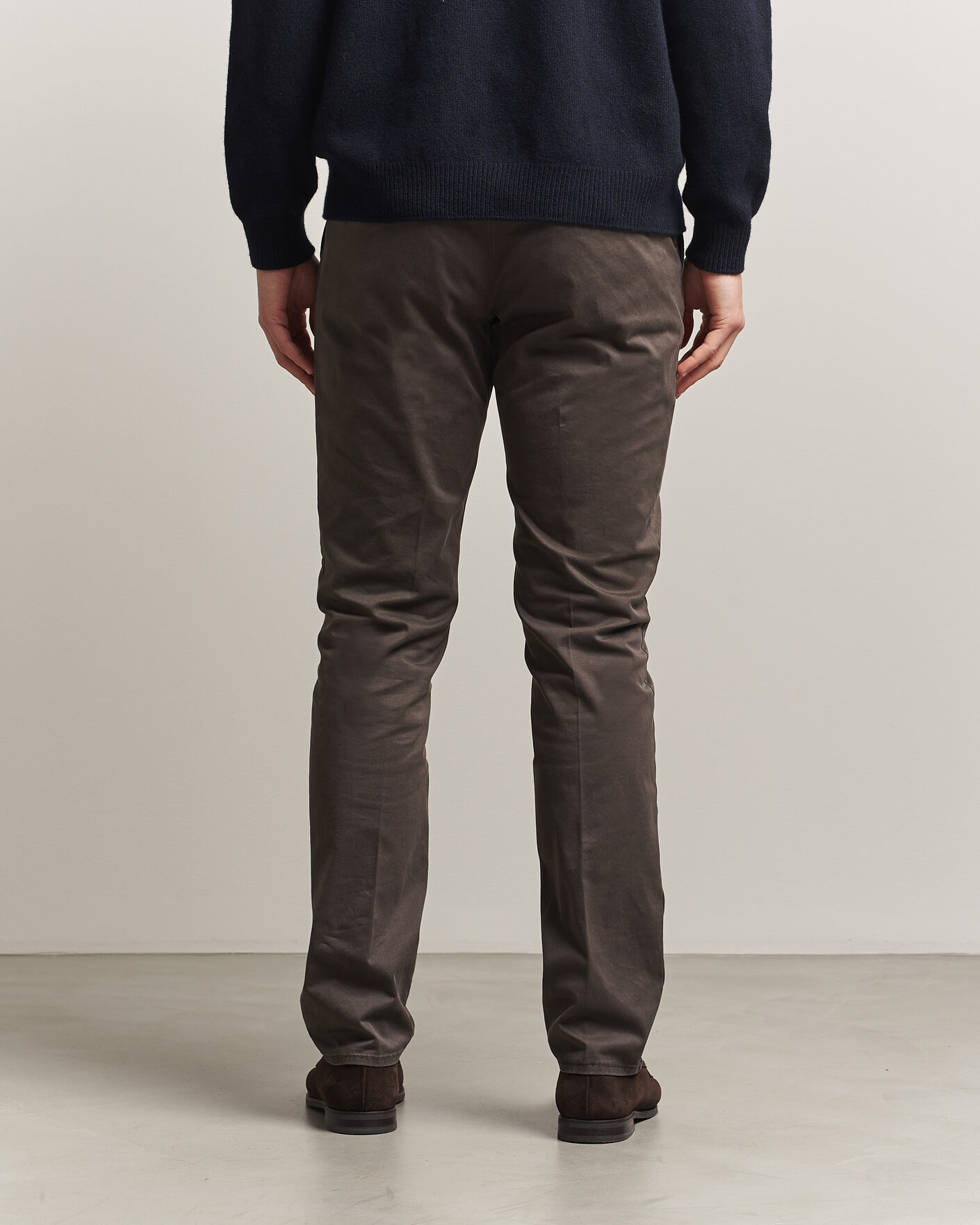 Herr | Byxor | Incotex | Slim Fit Garment Dyed Slacks Dark Brown