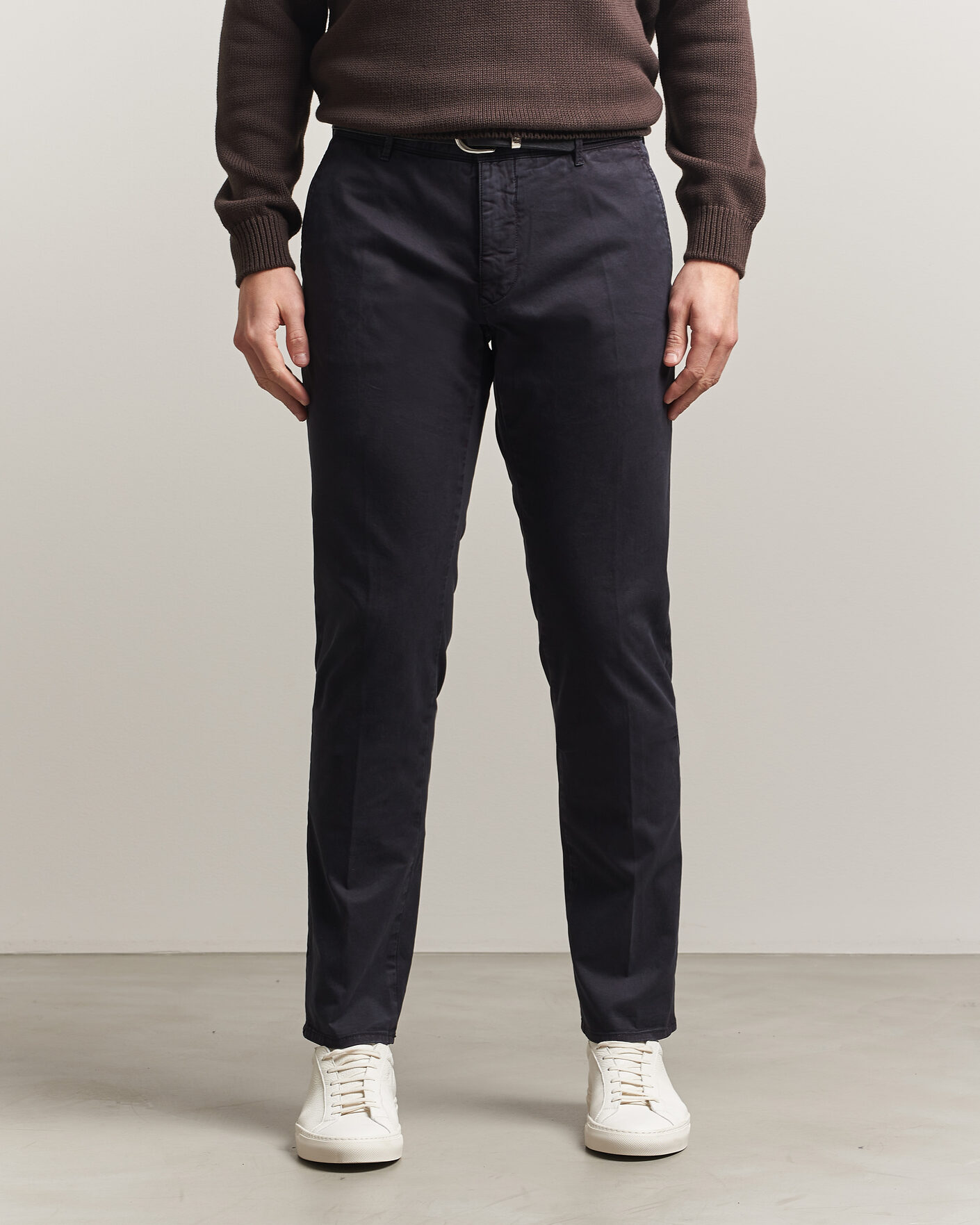 Herr | Byxor | Incotex | Slim Fit Garment Dyed Slacks Navy