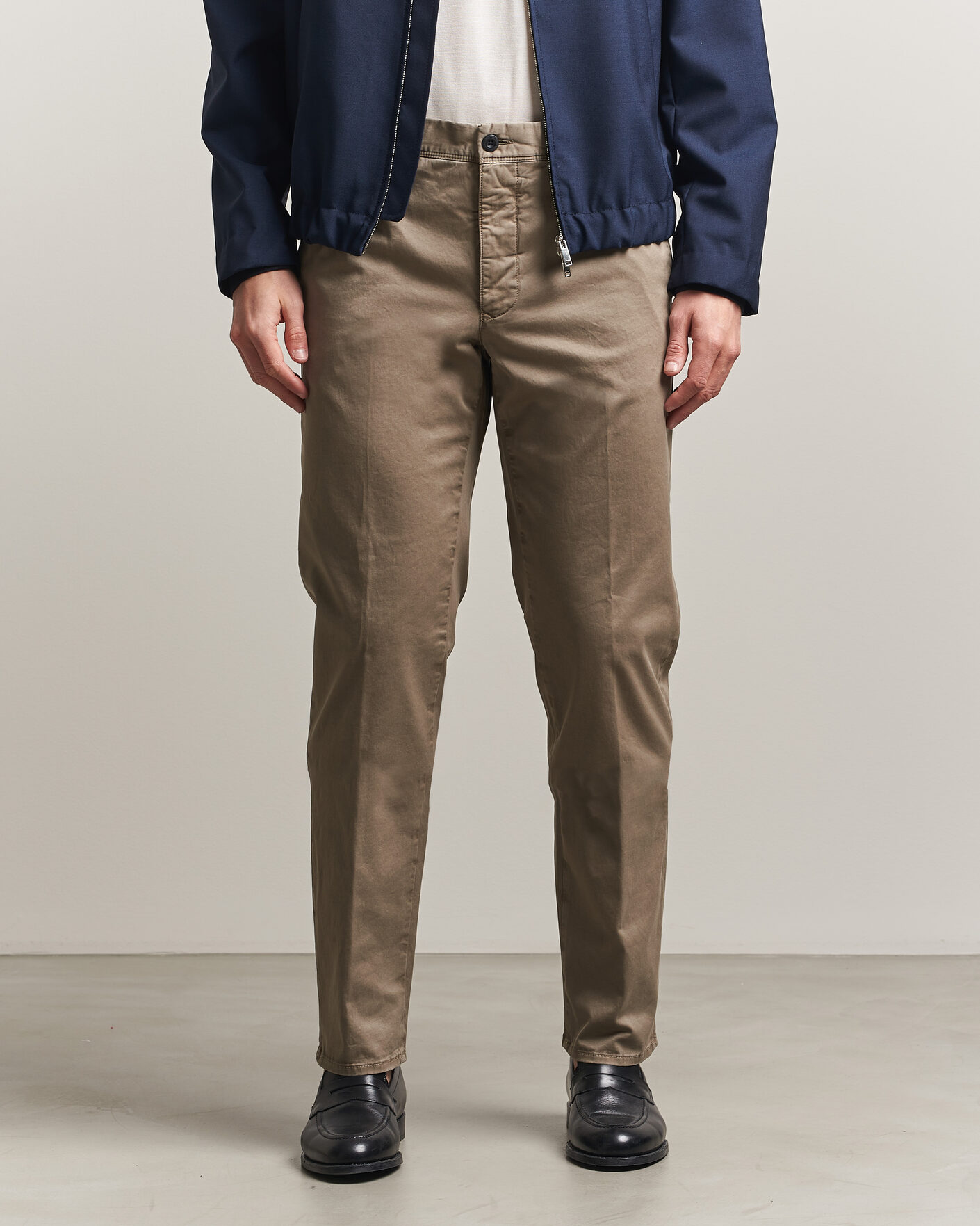 Herr | Byxor | Incotex | Regular Fit Garment Dyed Slacks Brown