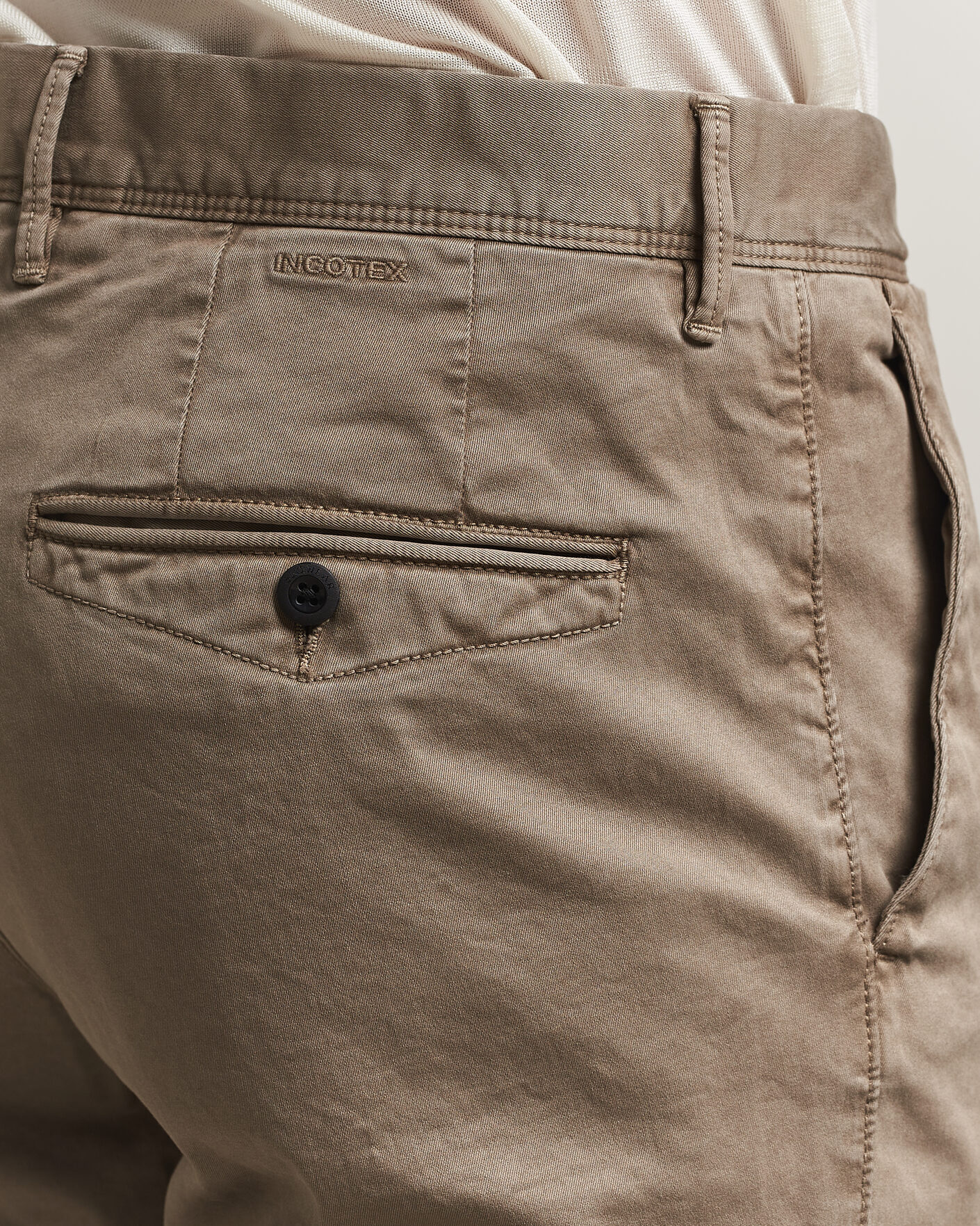 Herr | Byxor | Incotex | Regular Fit Garment Dyed Slacks Brown
