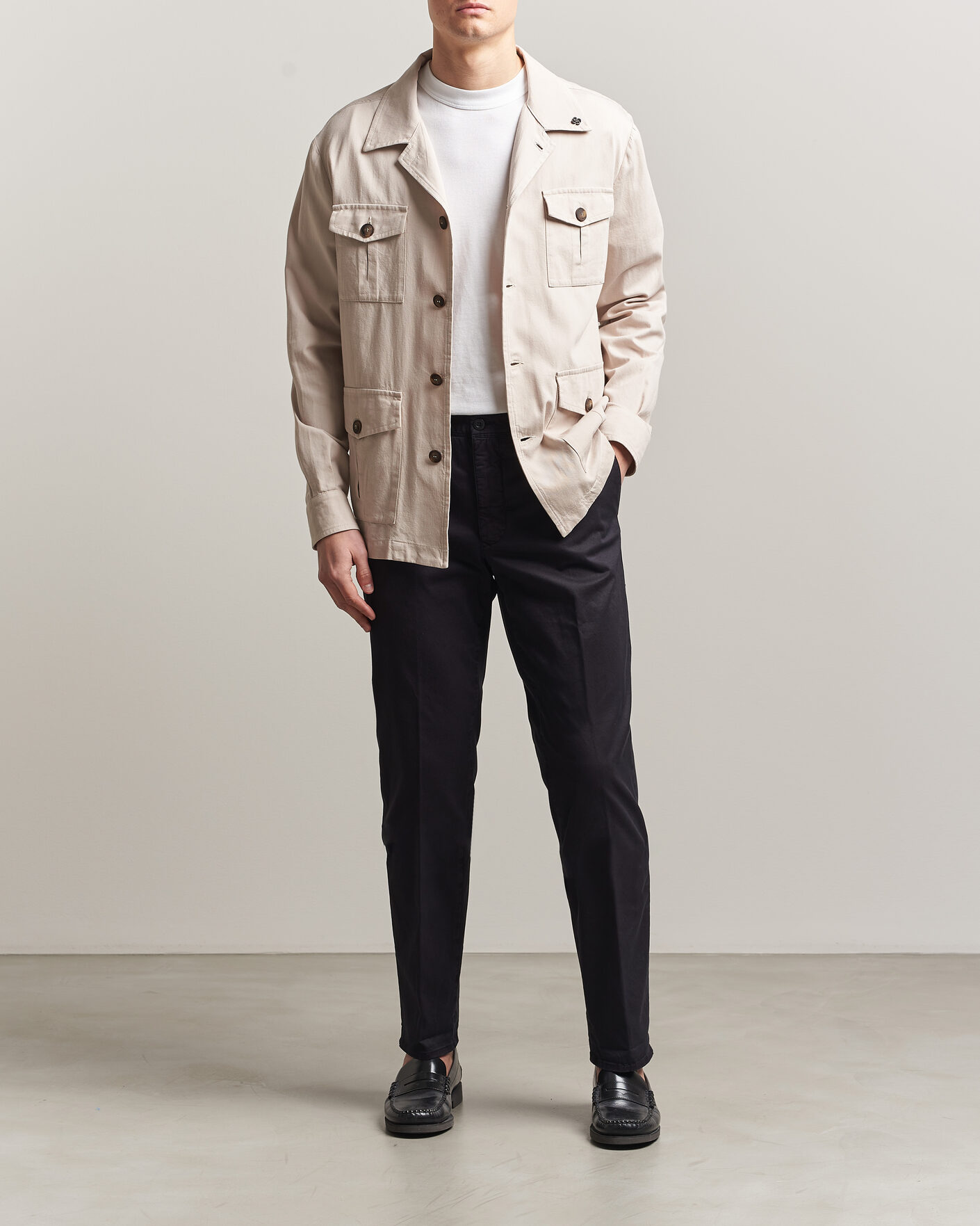 Herr | Byxor | Incotex | Regular Fit Garment Dyed Slacks Navy