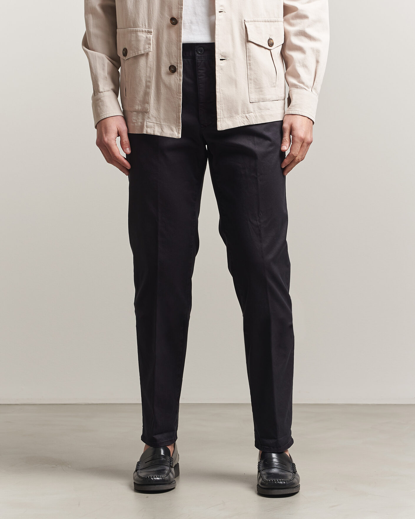 Herr | Byxor | Incotex | Regular Fit Garment Dyed Slacks Navy