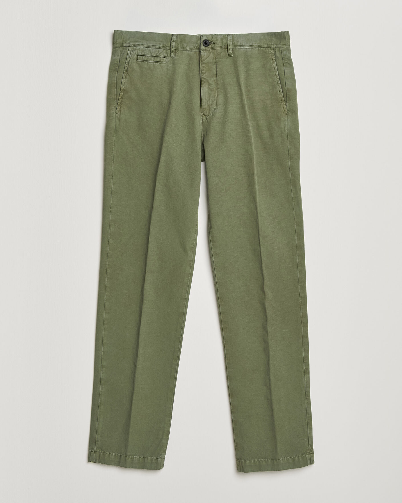 Herr | Byxor | Incotex | Regular Fit Cotton/Linen Slacks Military