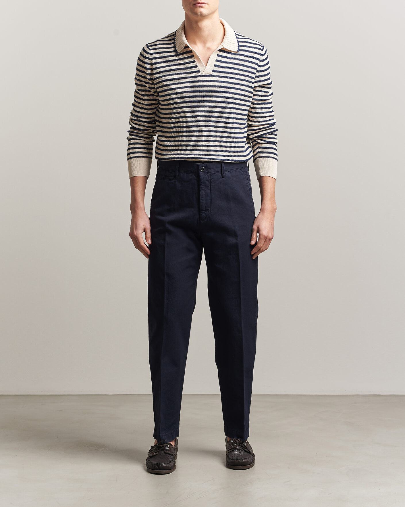 Herr | Byxor | Incotex | Regular Fit Cotton/Linen Slacks Navy