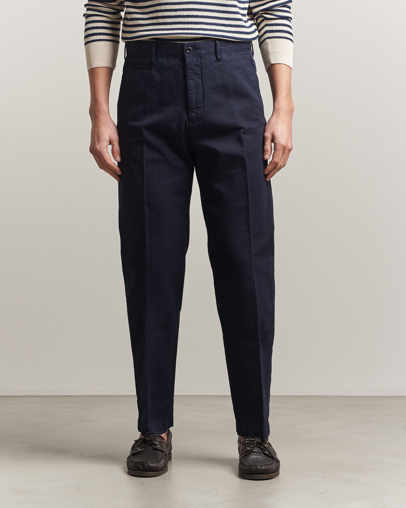 Herr | Byxor | Incotex | Regular Fit Cotton/Linen Slacks Navy