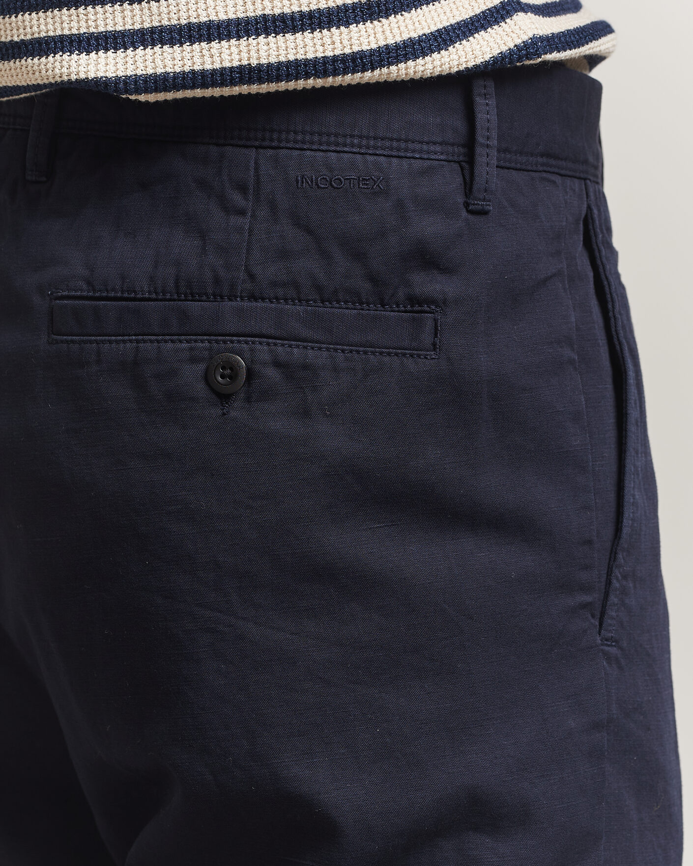 Herr | Byxor | Incotex | Regular Fit Cotton/Linen Slacks Navy