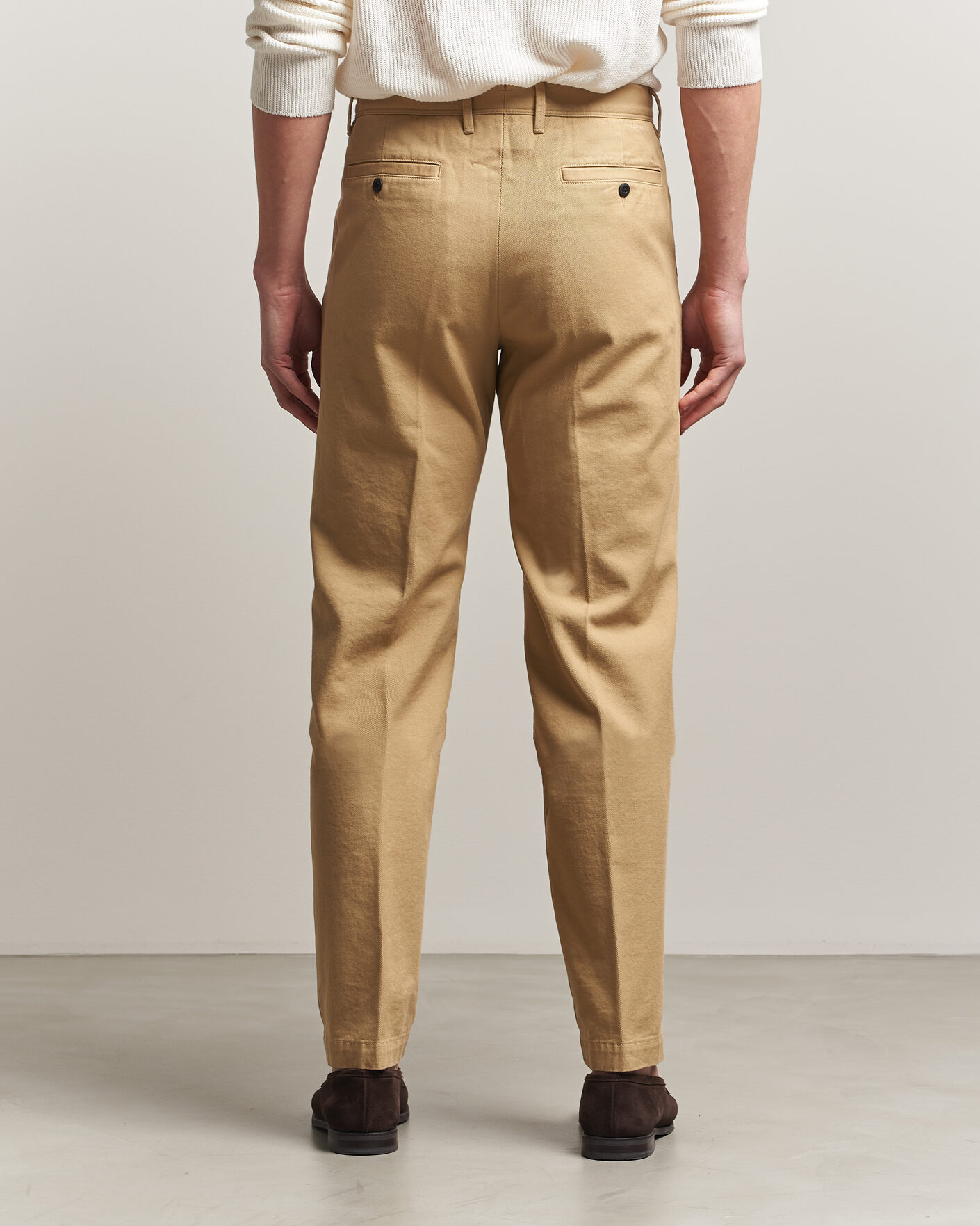 Herr | Byxor | Incotex | Regular Fit Uniform Cotton Slacks Khaki