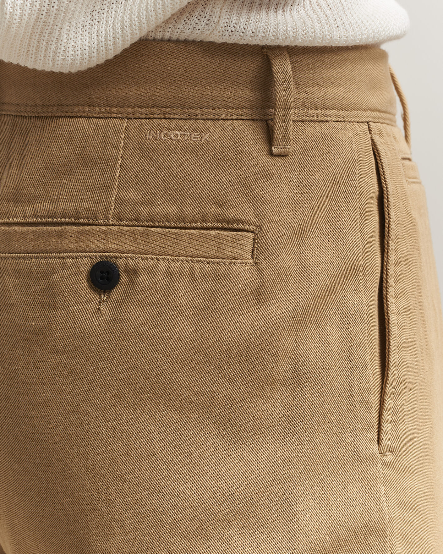 Herr | Byxor | Incotex | Regular Fit Uniform Cotton Slacks Khaki