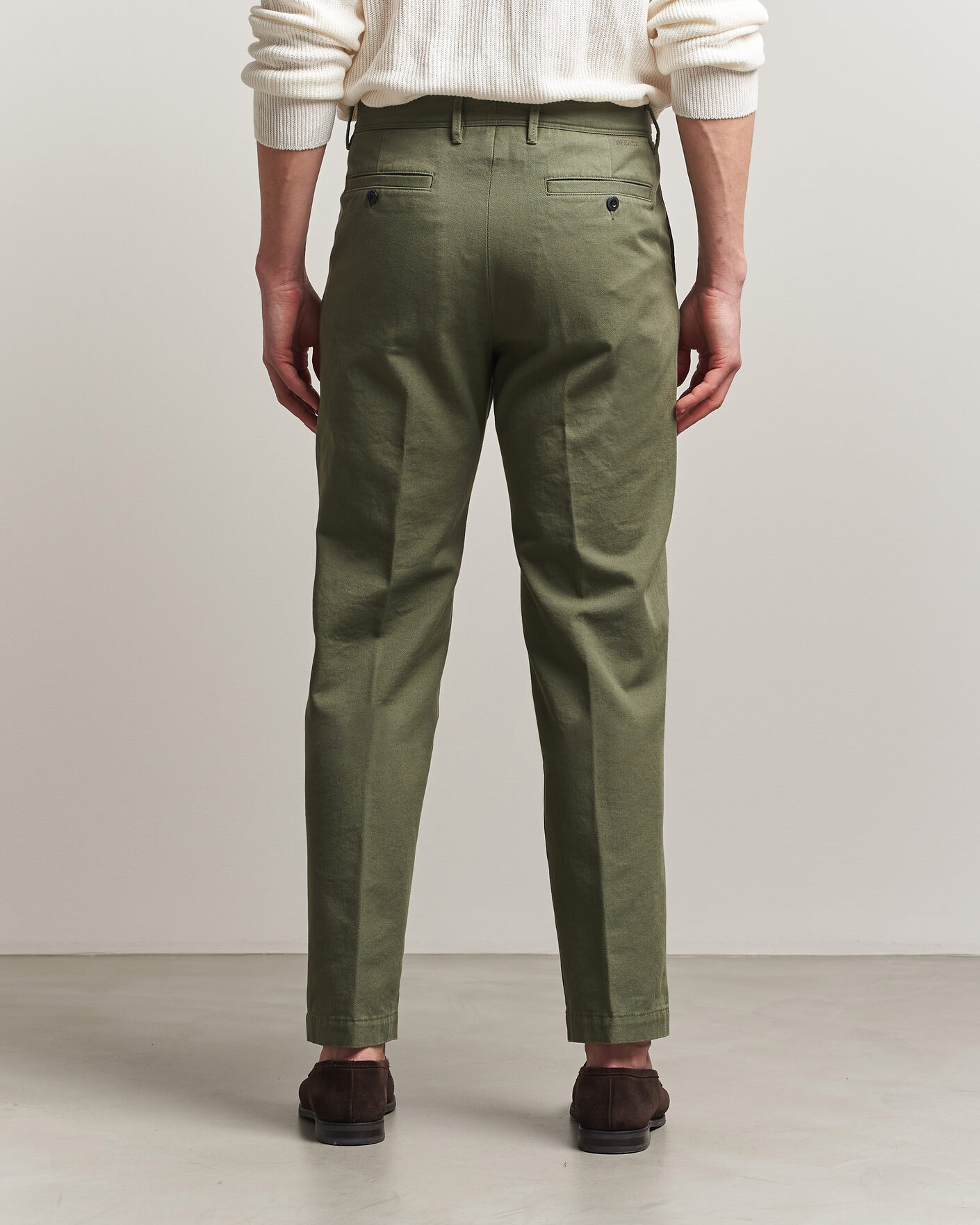 Herr | Byxor | Incotex | Regular Fit Uniform Cotton Slacks Military