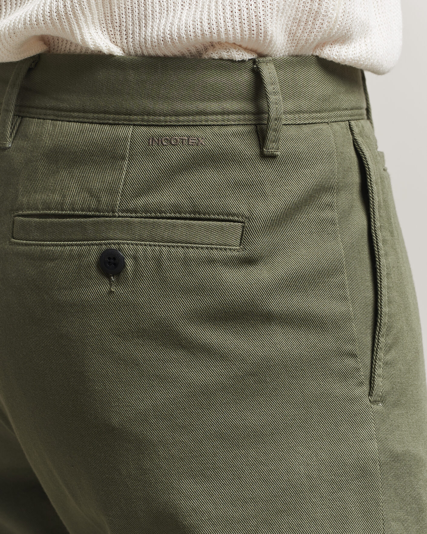 Herr | Byxor | Incotex | Regular Fit Uniform Cotton Slacks Military