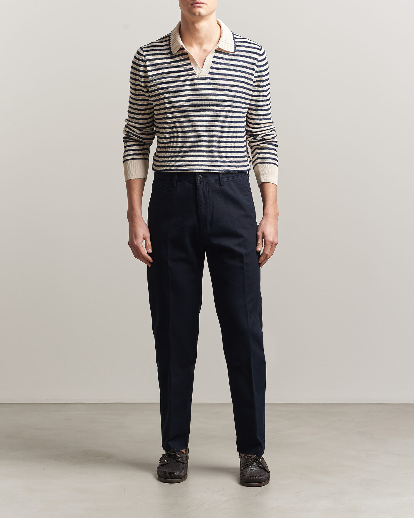 Herr | Byxor | Incotex | Regular Fit Uniform Cotton Slacks Navy