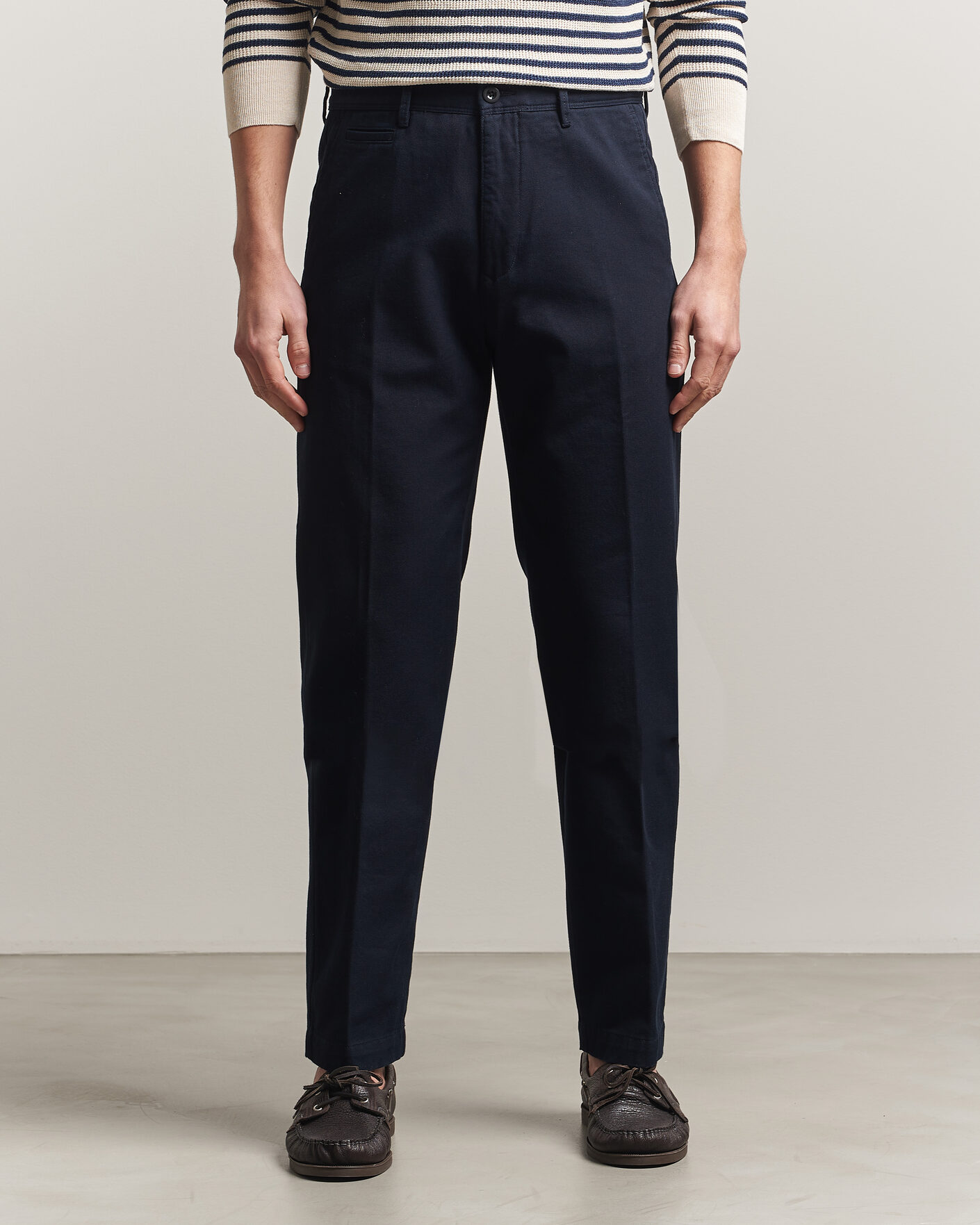 Herr | Byxor | Incotex | Regular Fit Uniform Cotton Slacks Navy