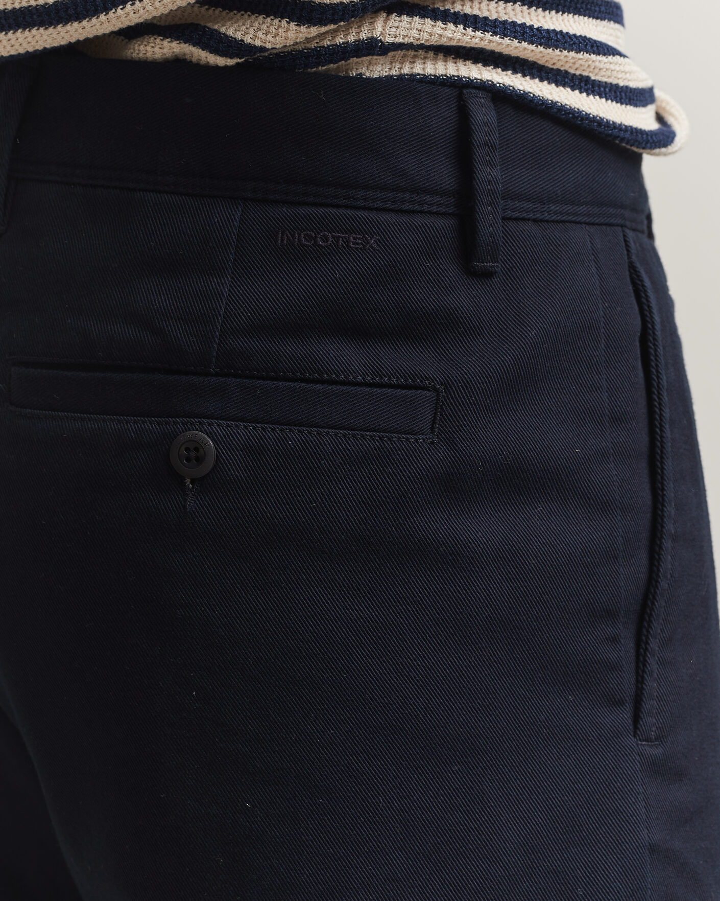 Herr | Byxor | Incotex | Regular Fit Uniform Cotton Slacks Navy