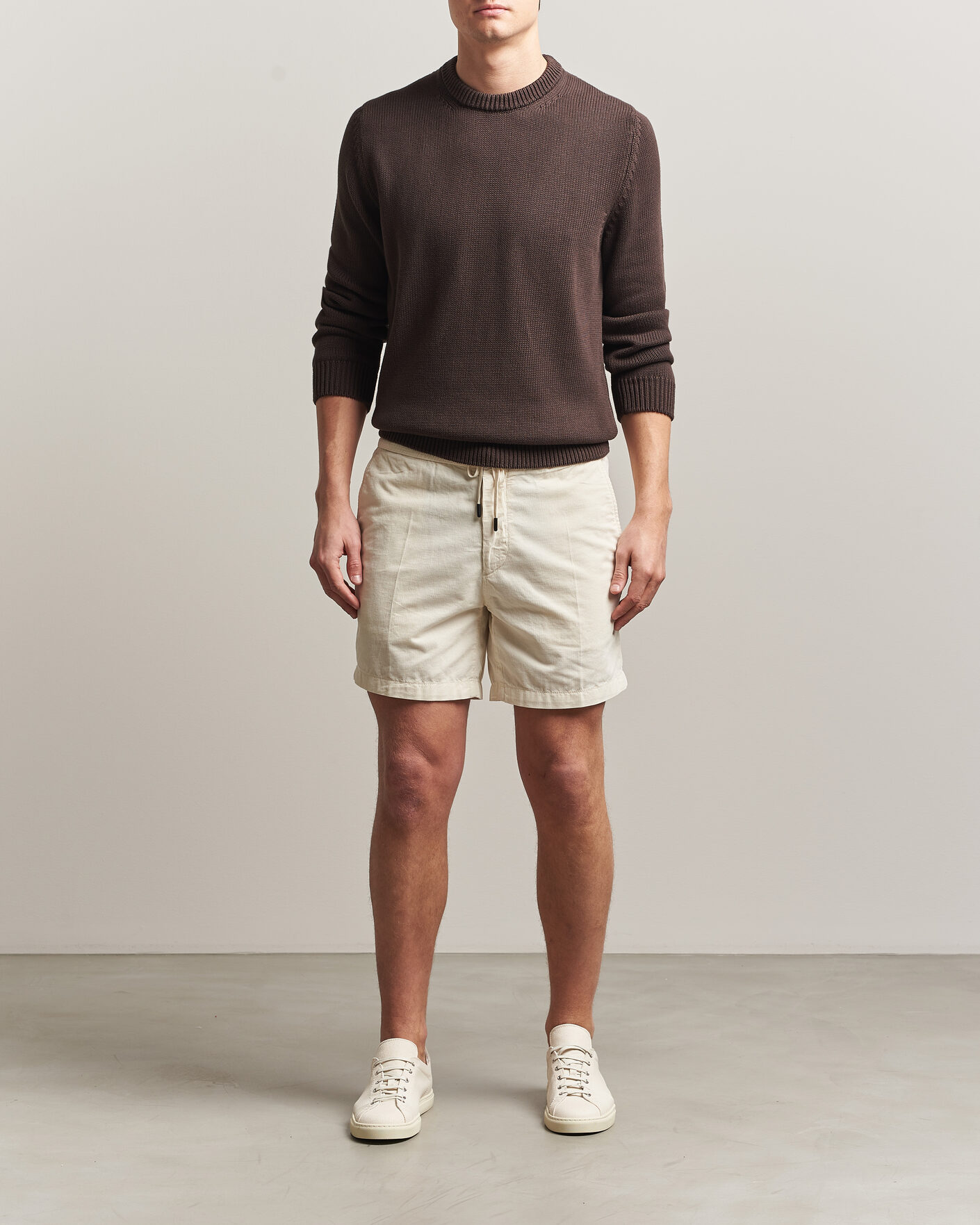 Herr | Shorts | Incotex | Baby Corduroy Drawstring Shorts Off White