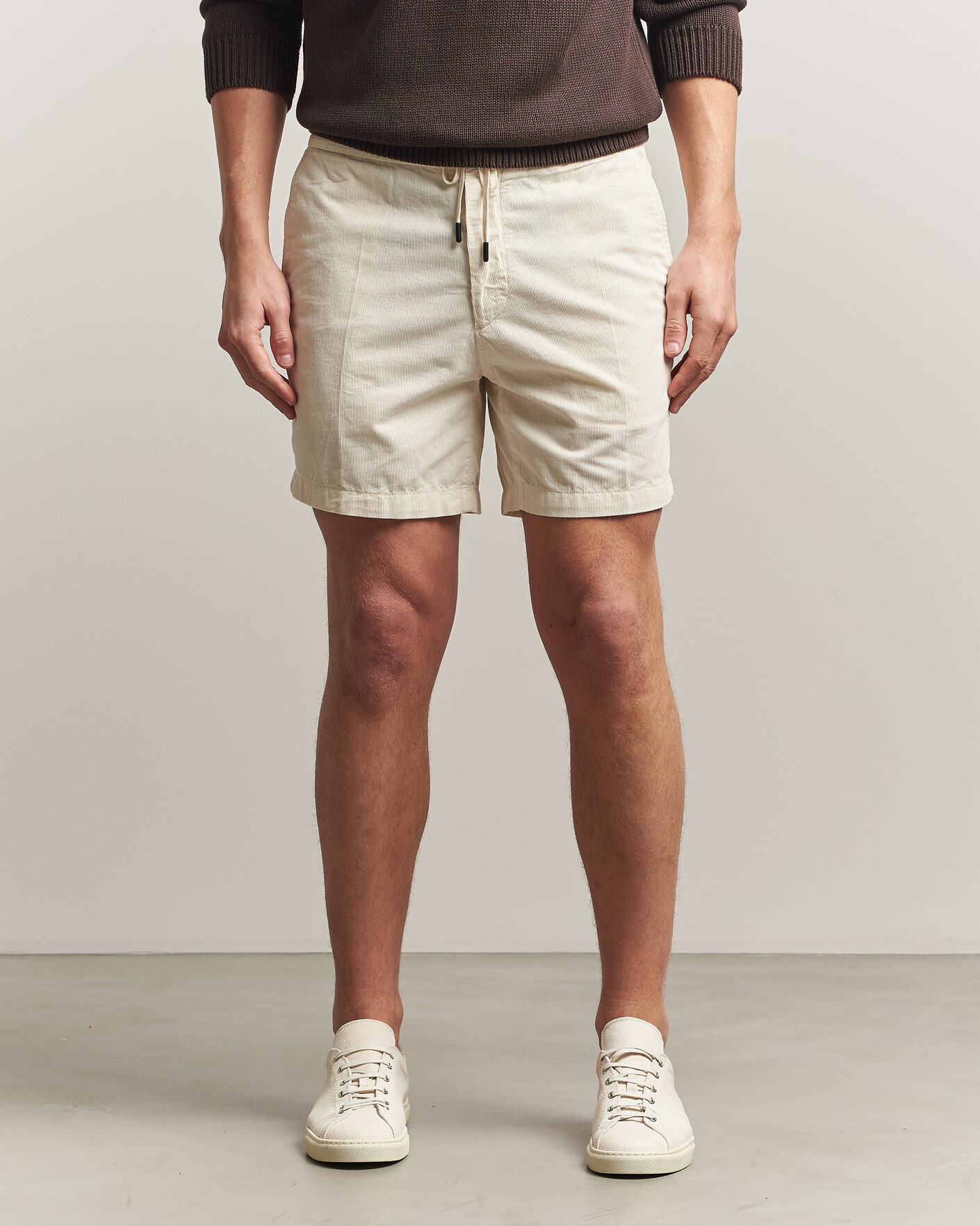 Herr | Shorts | Incotex | Baby Corduroy Drawstring Shorts Off White