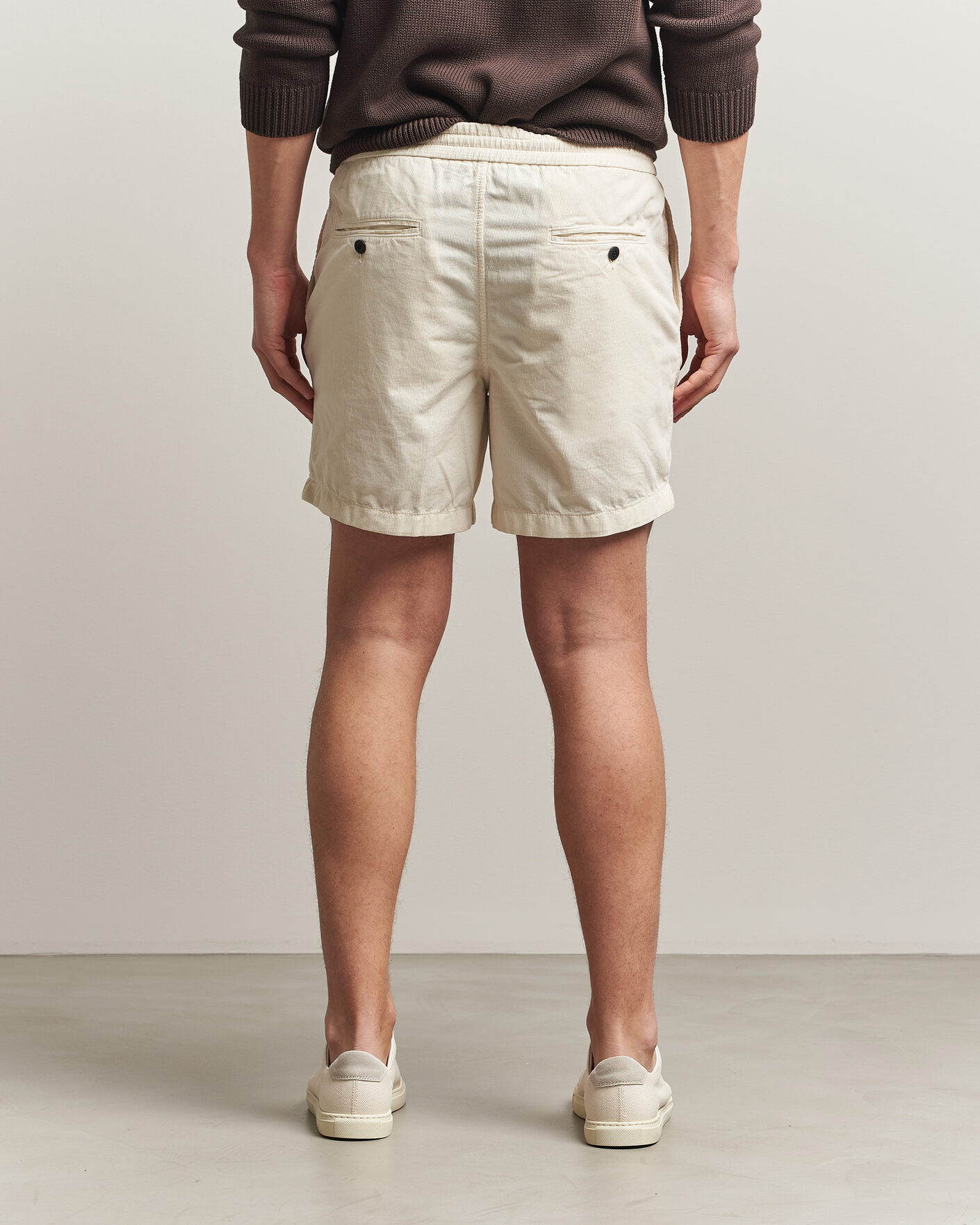 Herr | Shorts | Incotex | Baby Corduroy Drawstring Shorts Off White