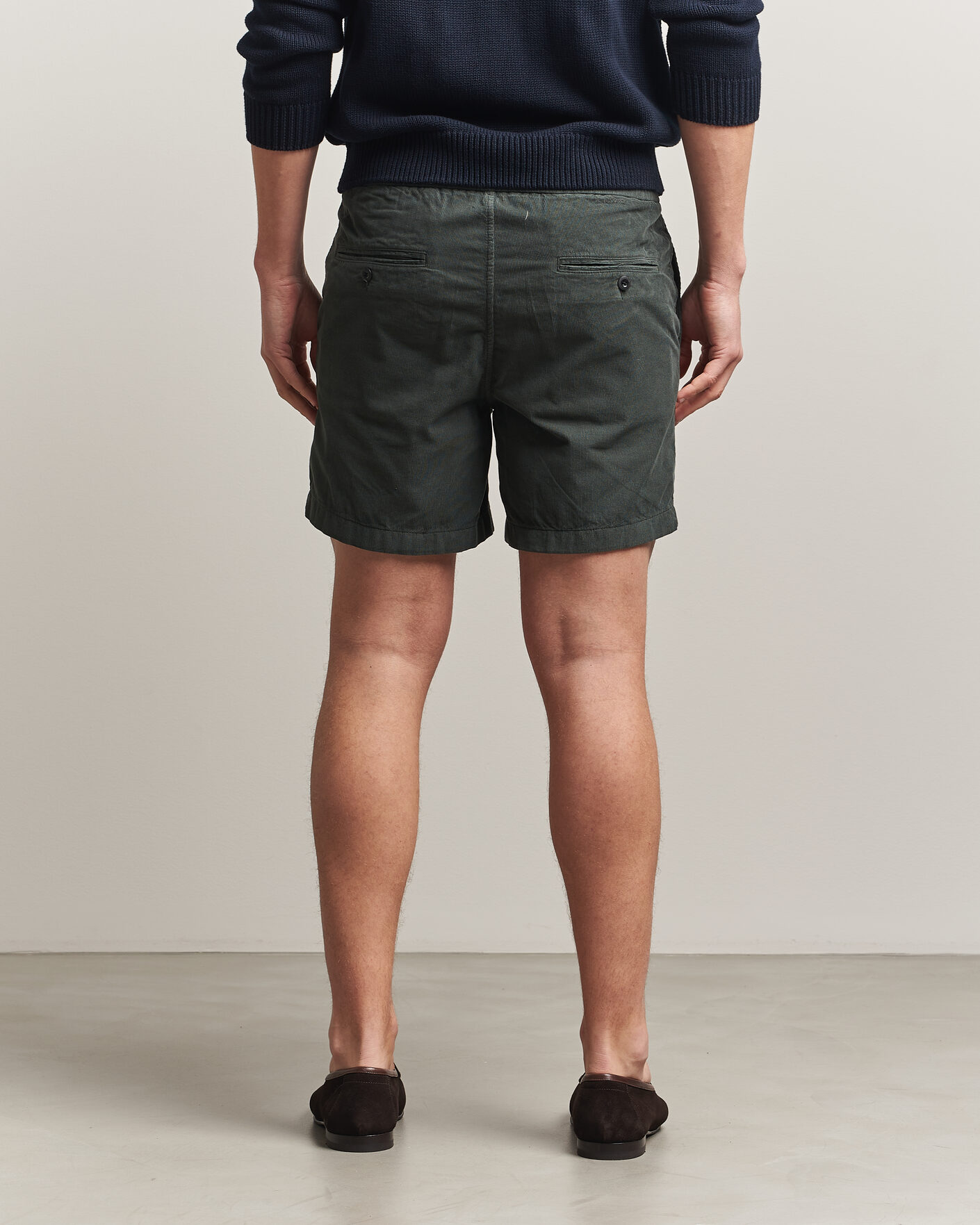Herr | Shorts | Incotex | Baby Corduroy Drawstring Shorts Dark Green
