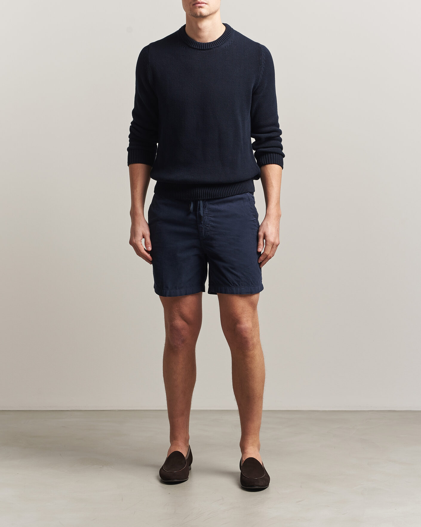 Herr | Shorts | Incotex | Baby Corduroy Drawstring Shorts Navy