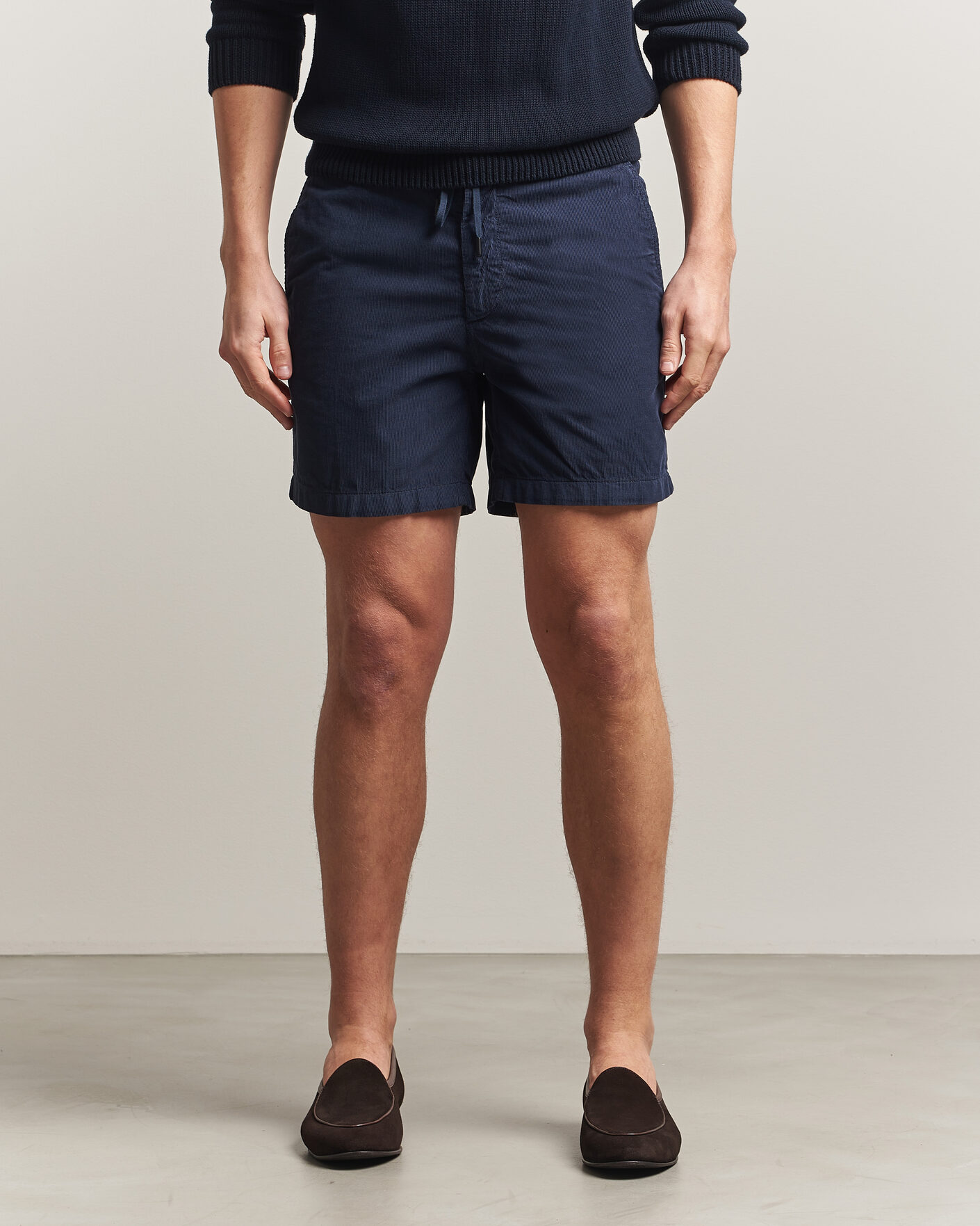 Herr | Shorts | Incotex | Baby Corduroy Drawstring Shorts Navy
