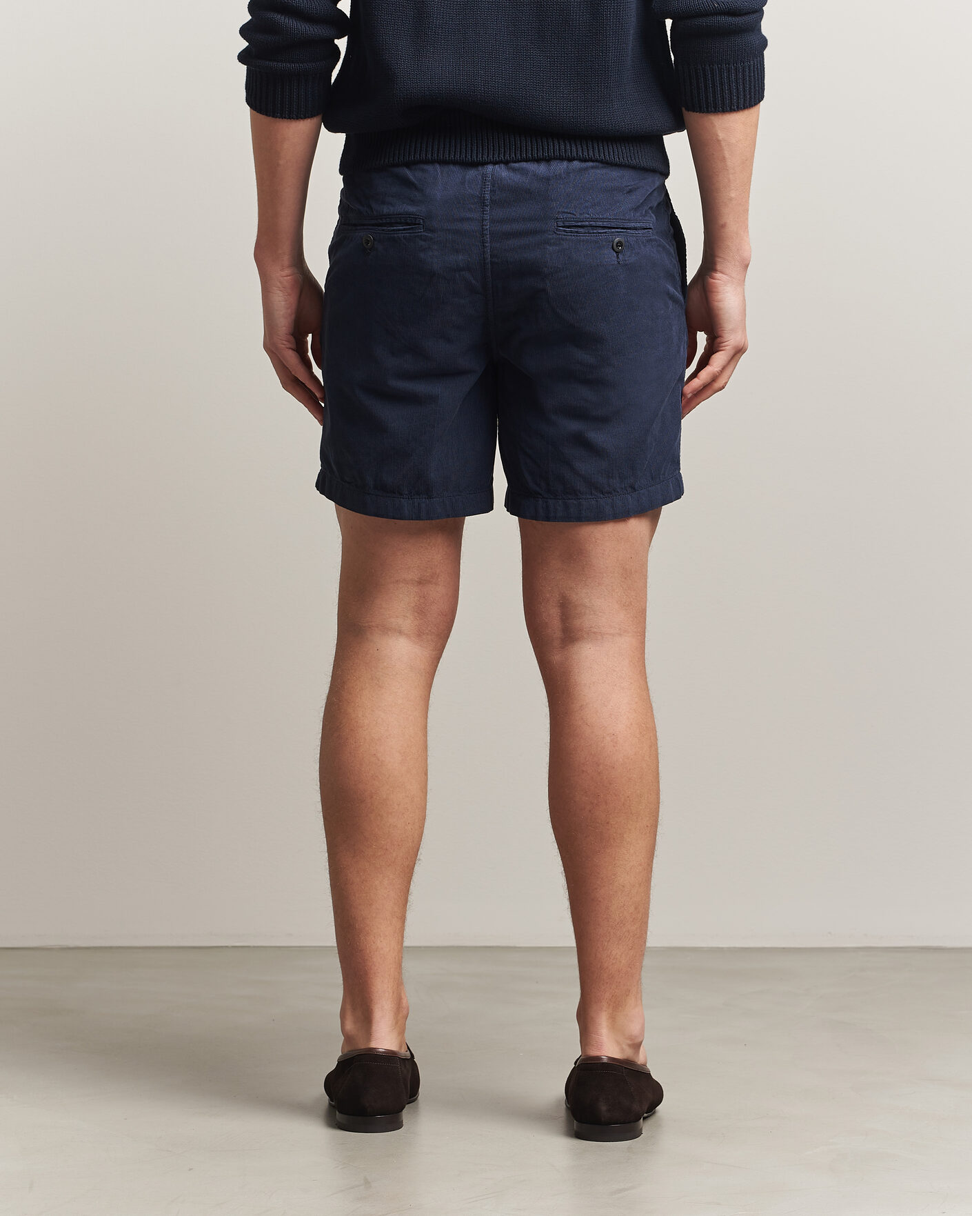 Herr | Shorts | Incotex | Baby Corduroy Drawstring Shorts Navy