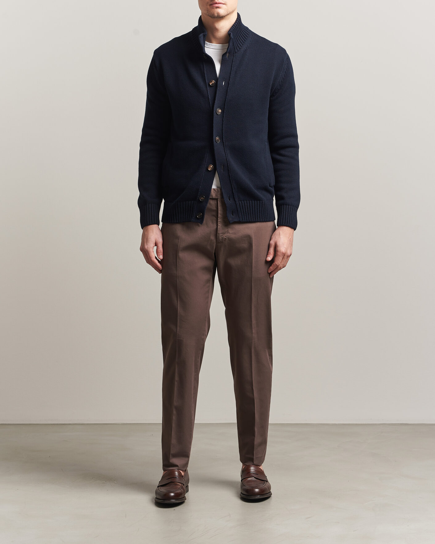 Herr | Byxor | Incotex | Slim Fit Comfort Chinos Dark Brown