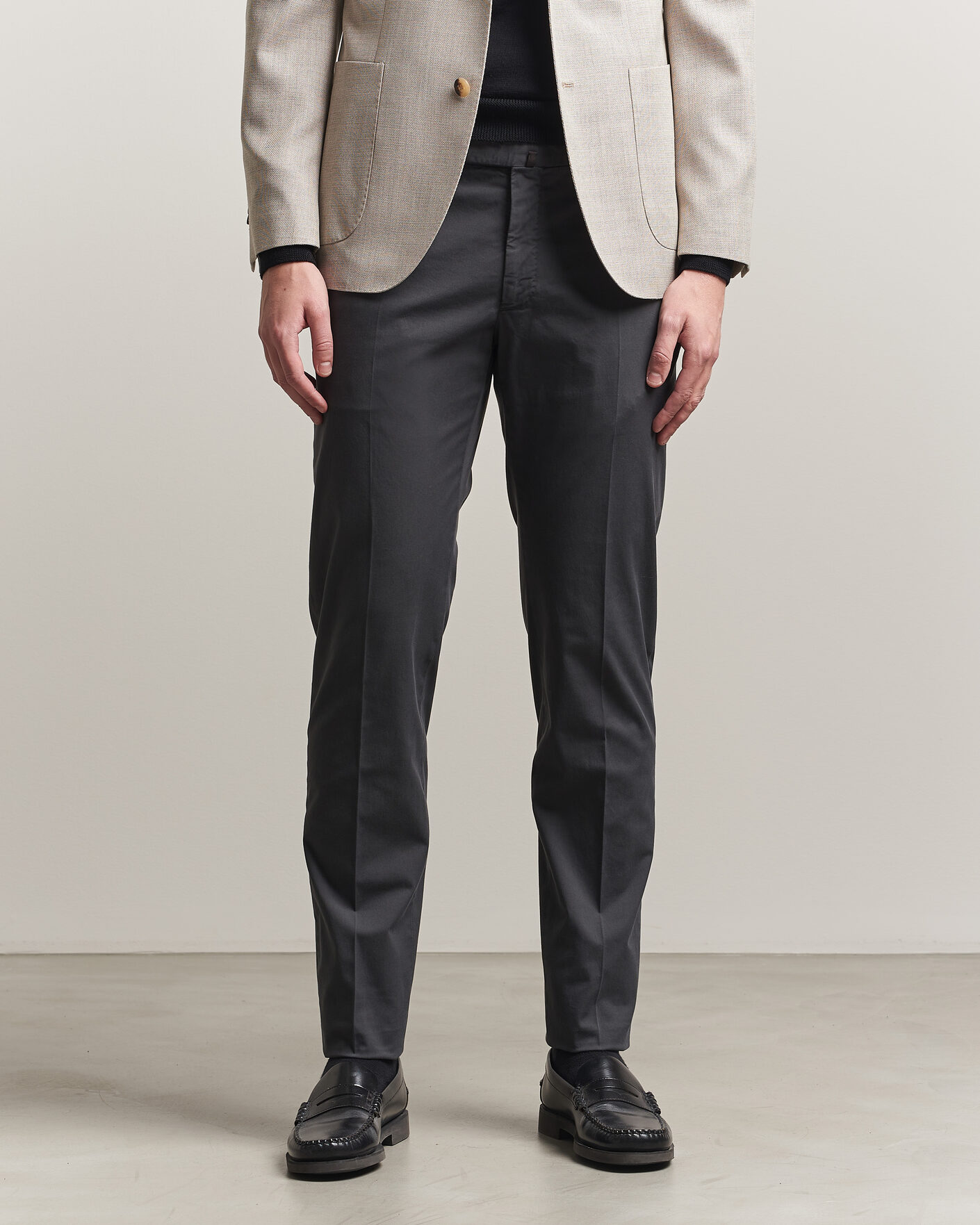 Herr | Byxor | Incotex | Slim Fit Comfort Chinos Dark Grey