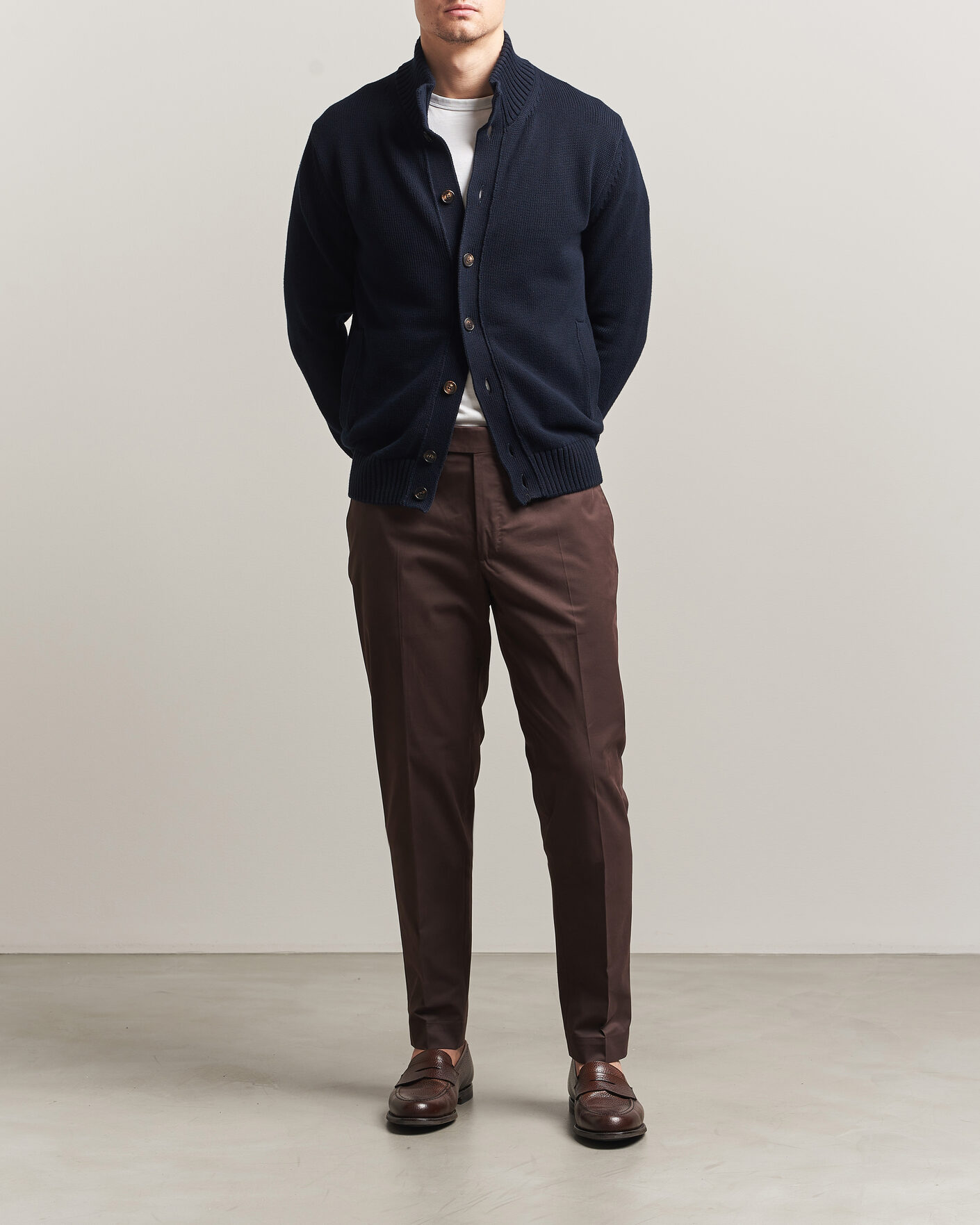 Herr | Byxor | Incotex | Regular Fit Flexgab Cotton Chinos Dark Brown