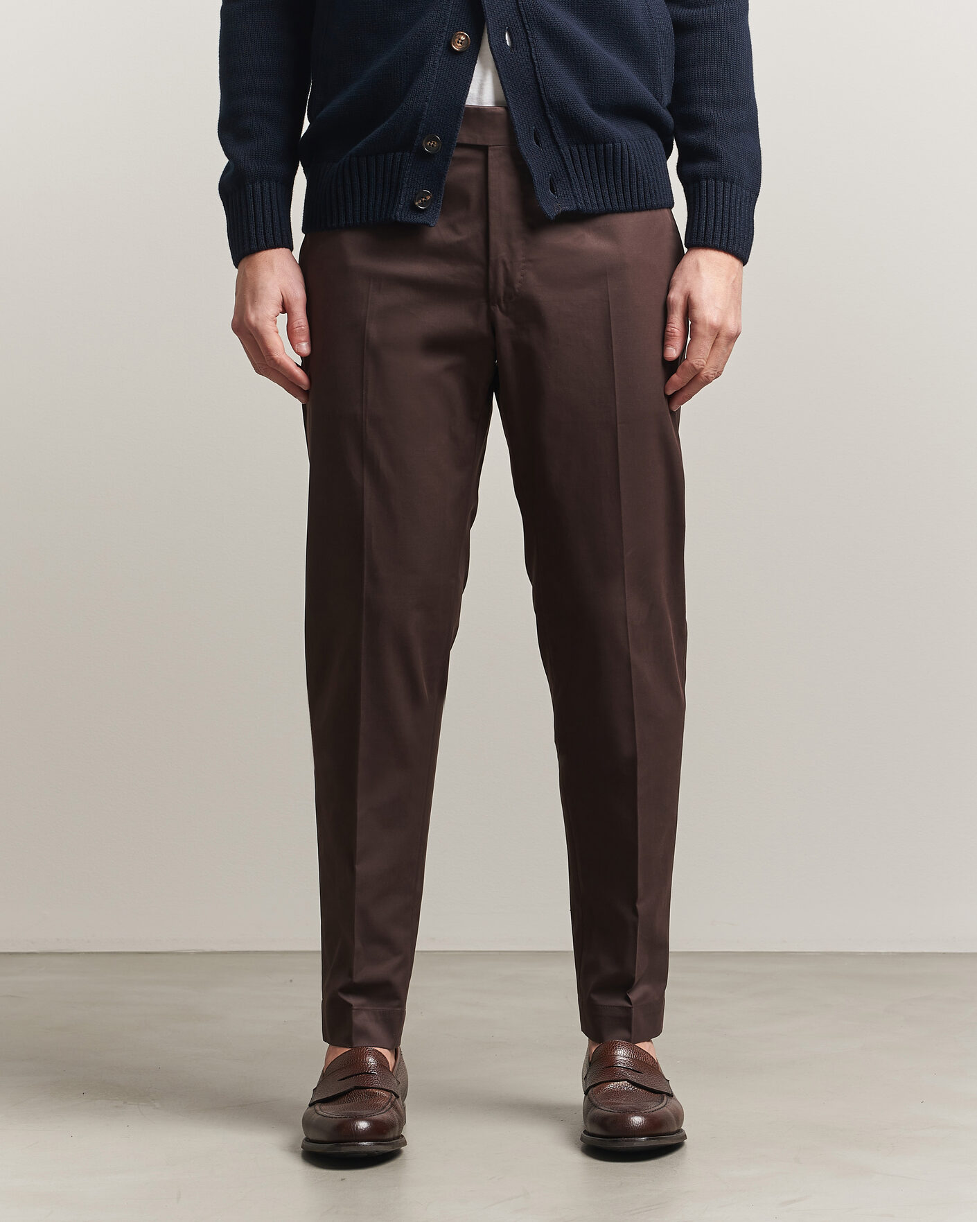 Herr | Byxor | Incotex | Regular Fit Flexgab Cotton Chinos Dark Brown