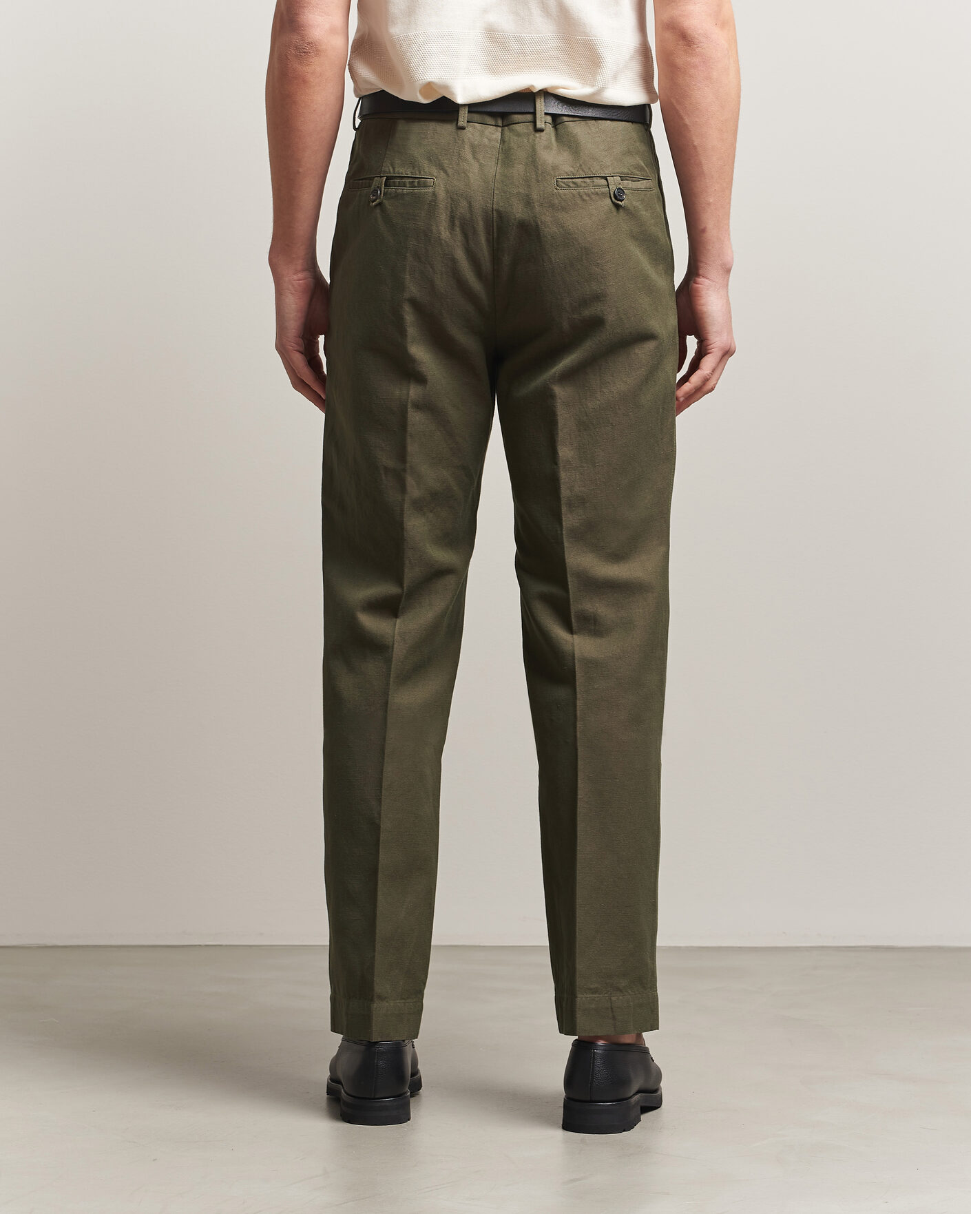 Herr | Byxor | Incotex | Regular Fit Cotton/Linen Drill Trousers Military