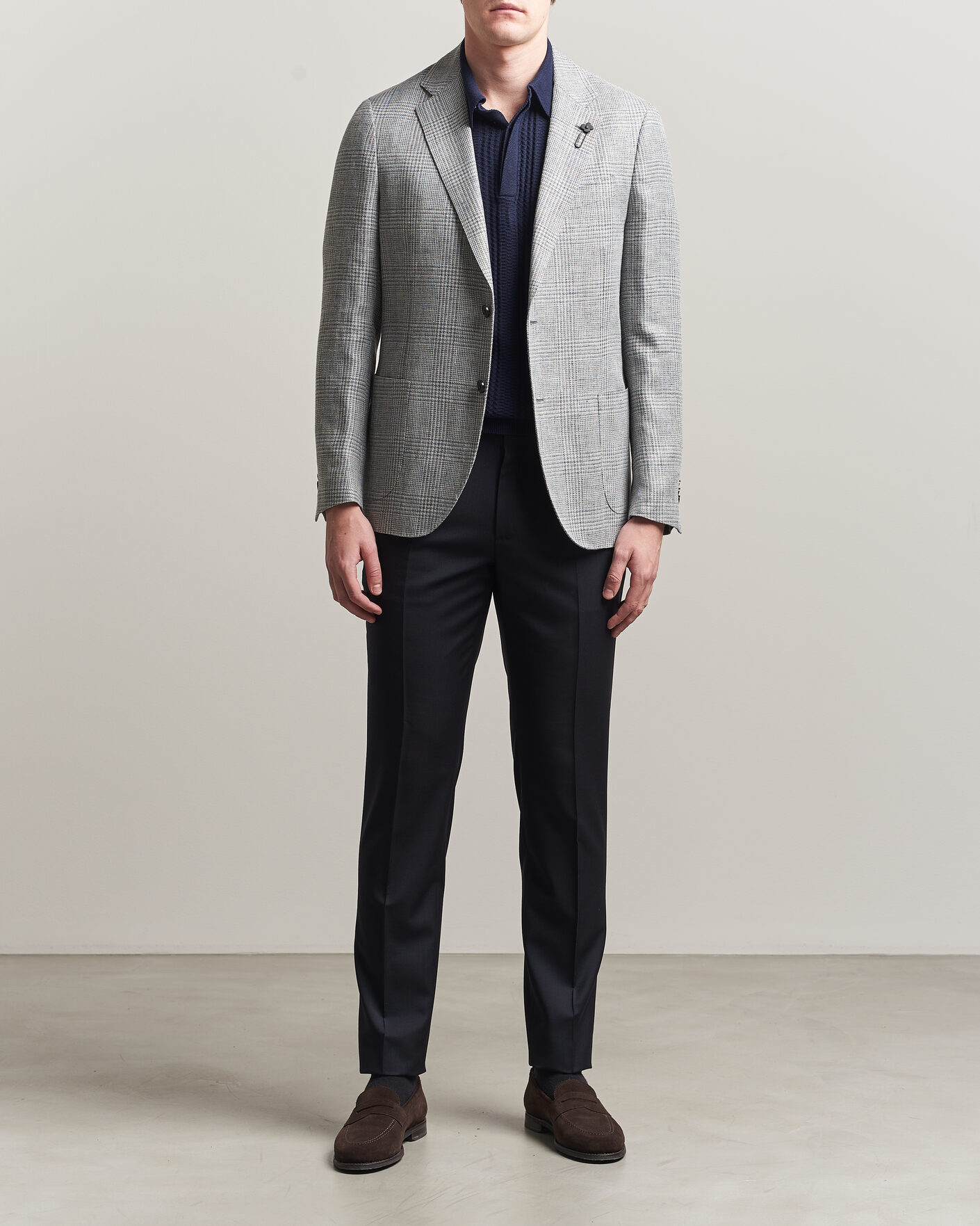 Herr | Byxor | Incotex | Regular Fit Super 100s Wool Pants Blue