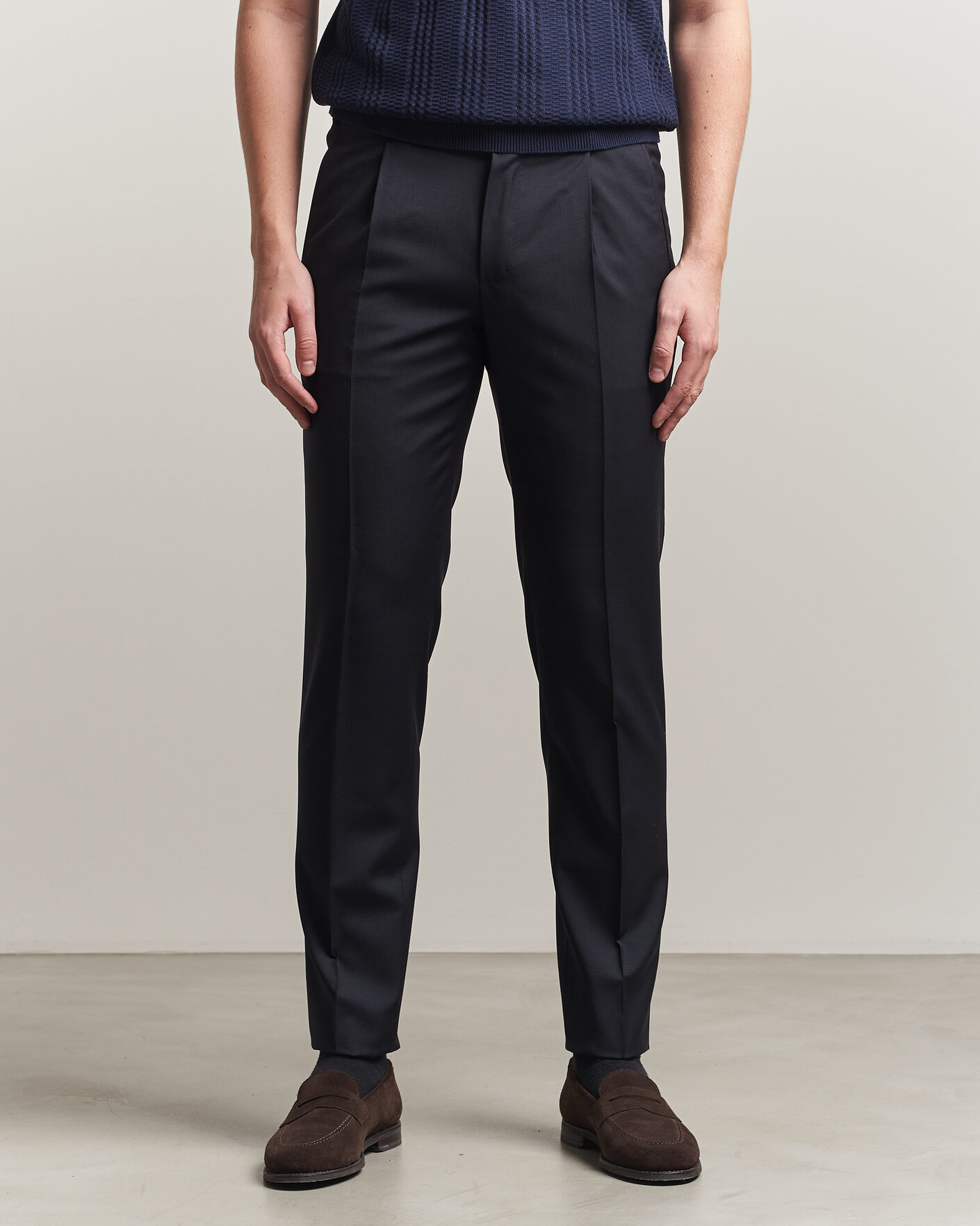 Herr | Byxor | Incotex | Regular Fit Super 100s Wool Pants Blue