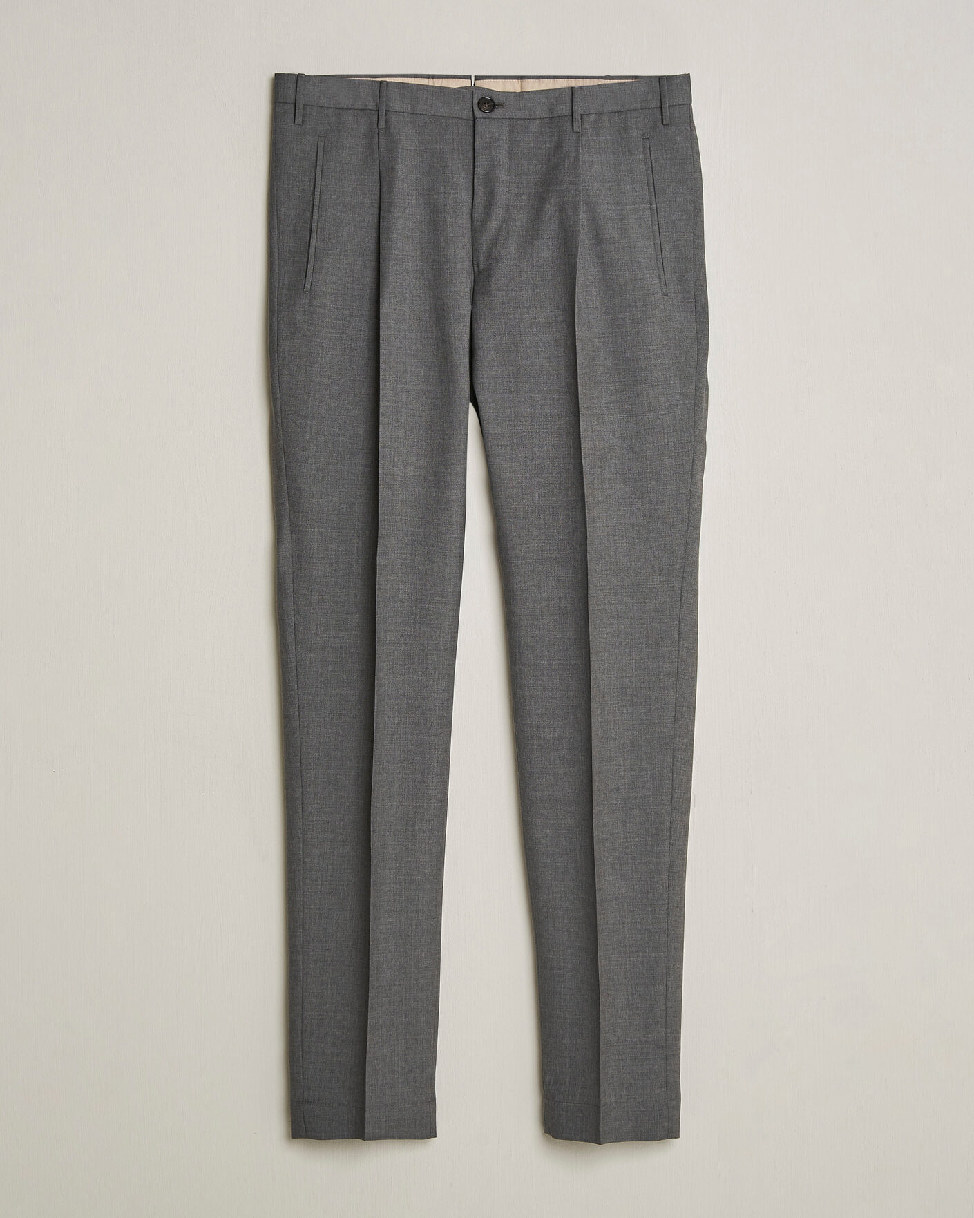 Herr | Byxor | Incotex | Regular Fit Super 100s Wool Pants Grey Melange