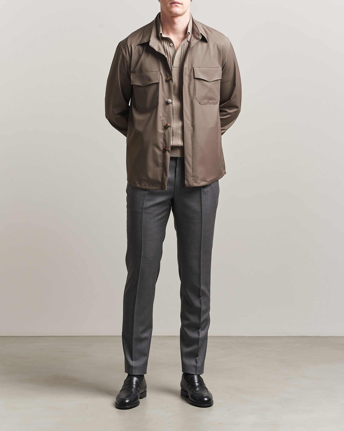 Herr | Byxor | Incotex | Regular Fit Super 100s Wool Pants Grey Melange