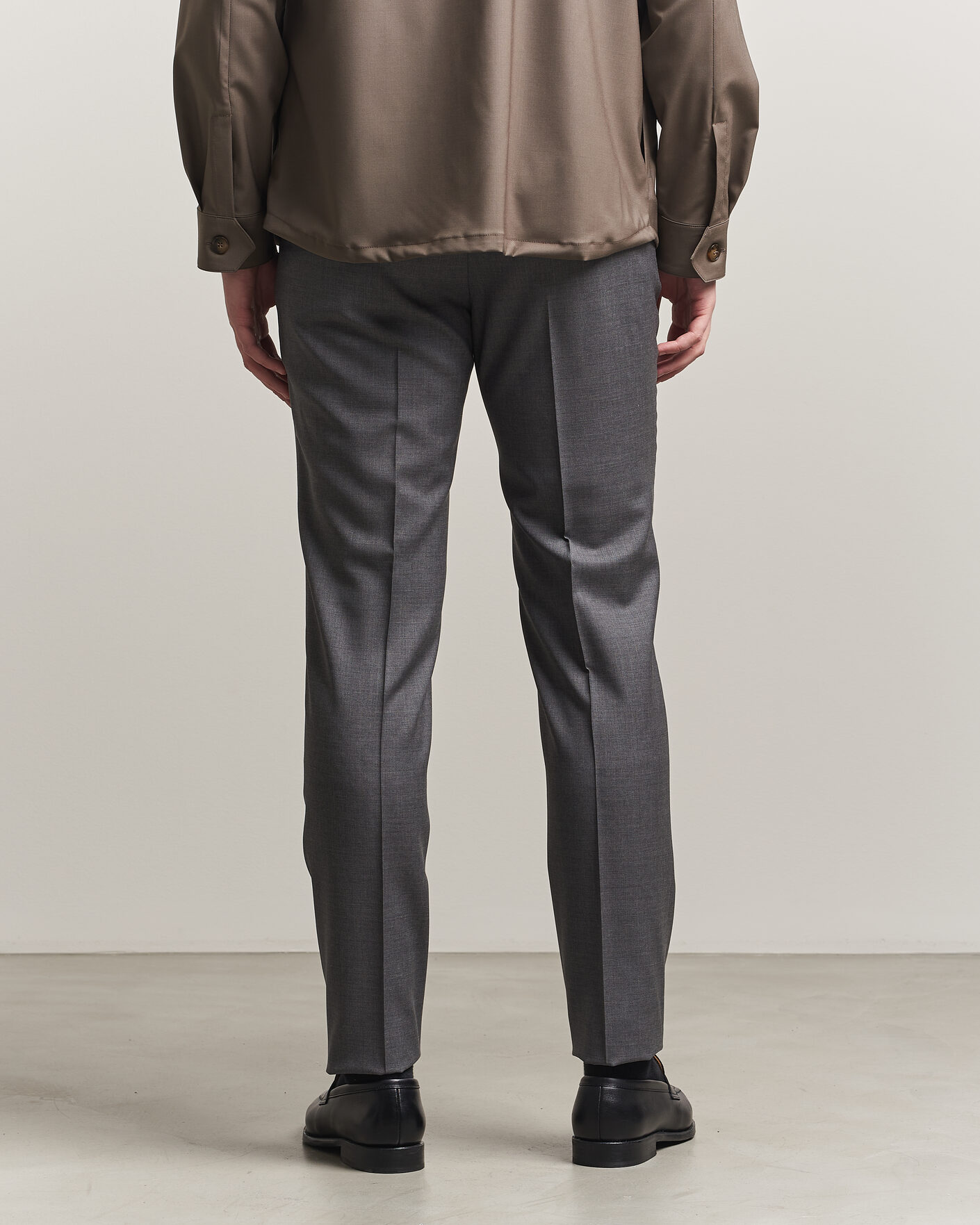 Herr | Byxor | Incotex | Regular Fit Super 100s Wool Pants Grey Melange