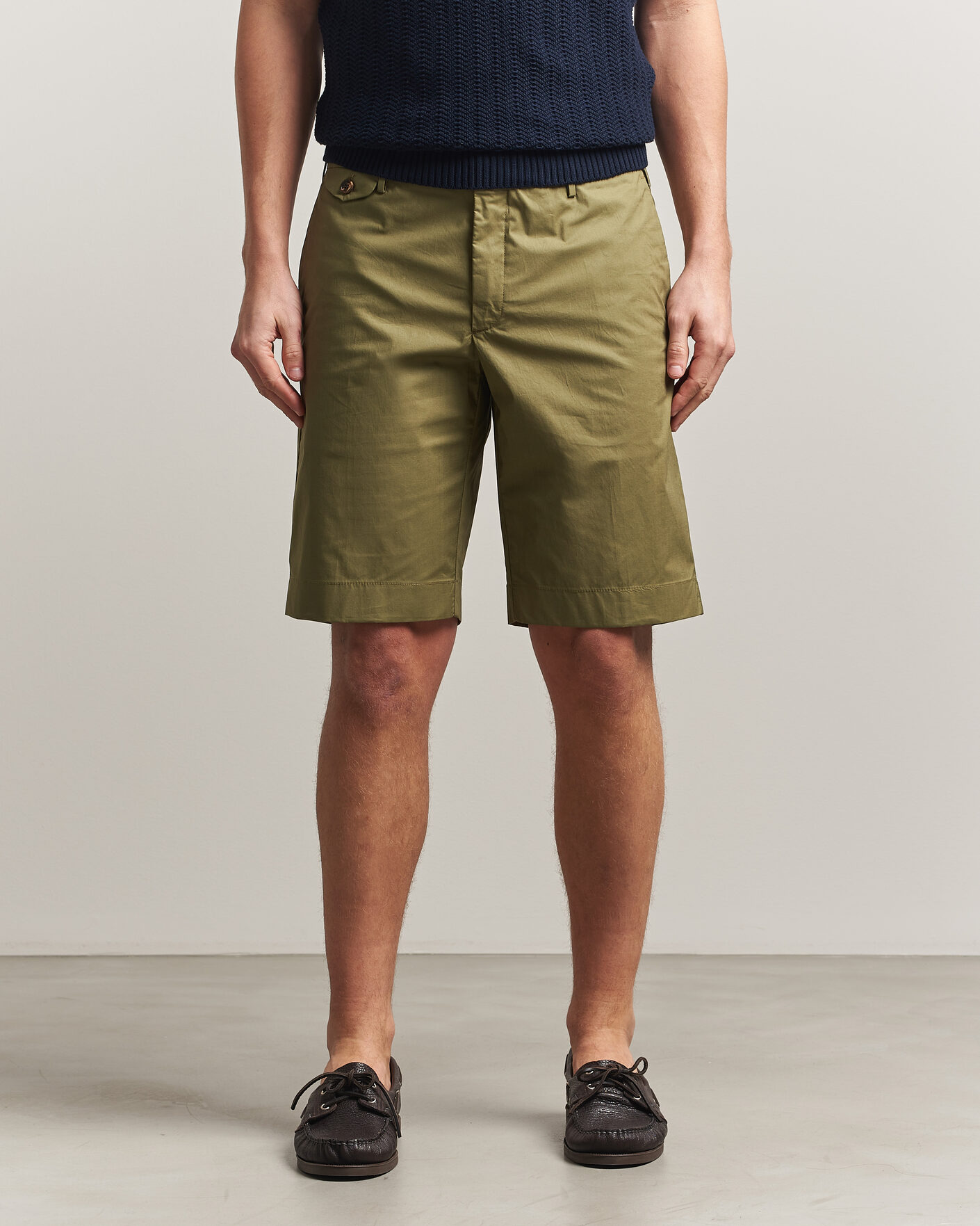 Herr | Shorts | Incotex | Cotton Poplin Shorts Olive
