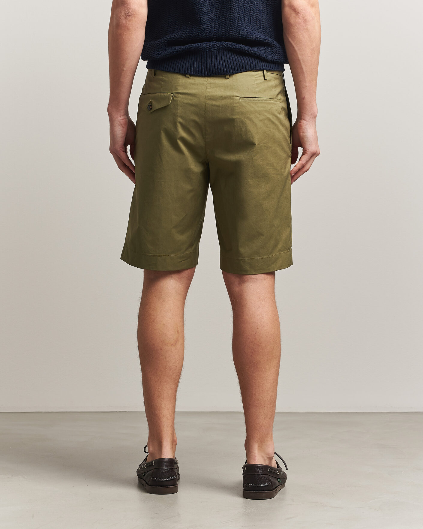 Herr | Shorts | Incotex | Cotton Poplin Shorts Olive