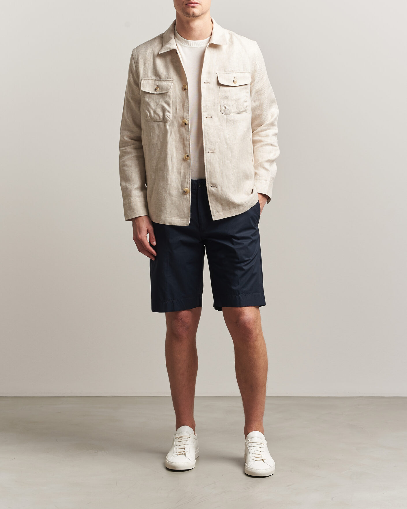 Herr | Shorts | Incotex | Cotton Poplin Shorts Navy