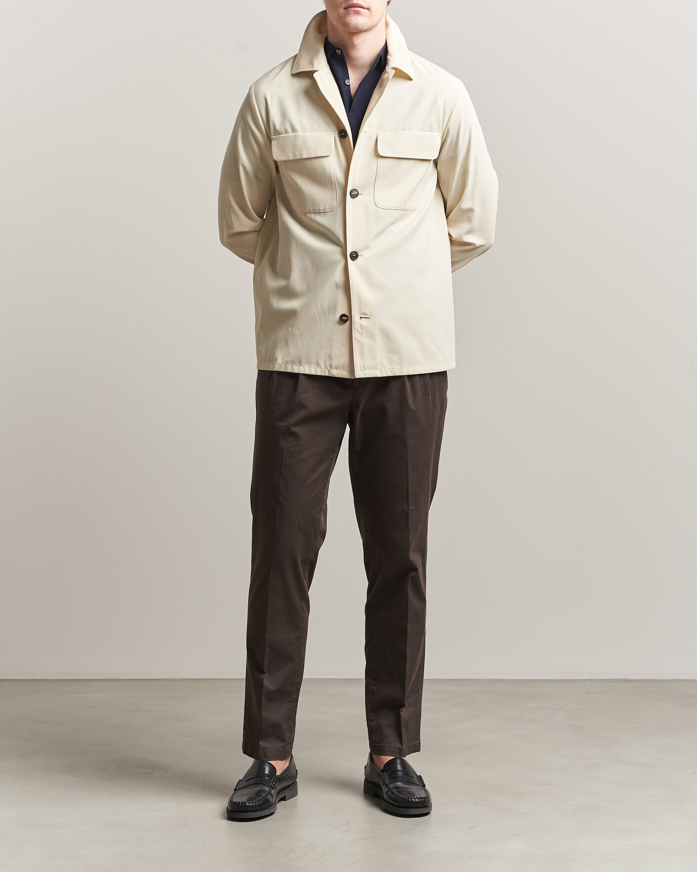Herr | Skjortor | Incotex | Ice Cotton Twill Overshirt Natural