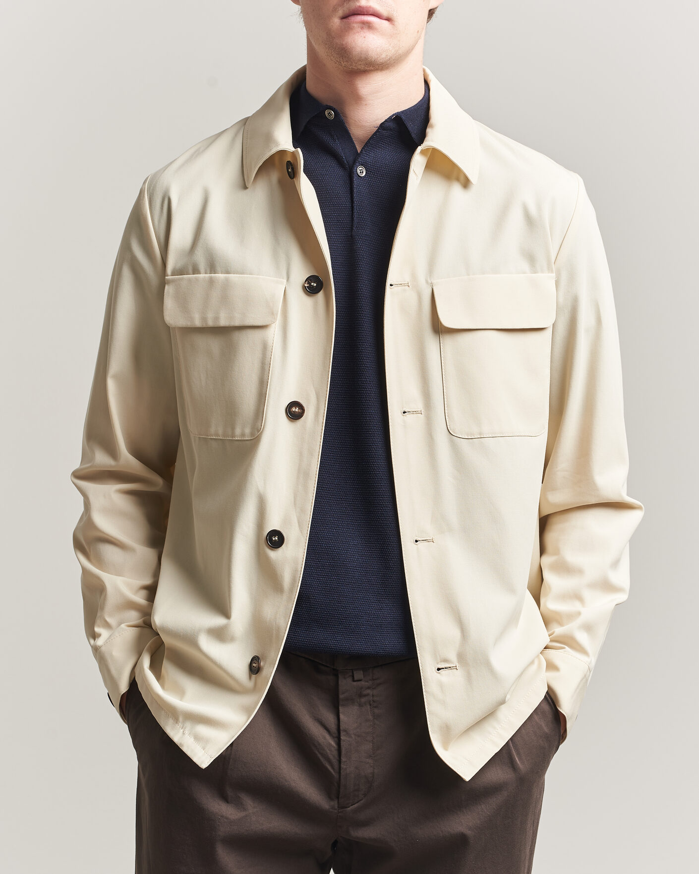 Herr | Skjortor | Incotex | Ice Cotton Twill Overshirt Natural