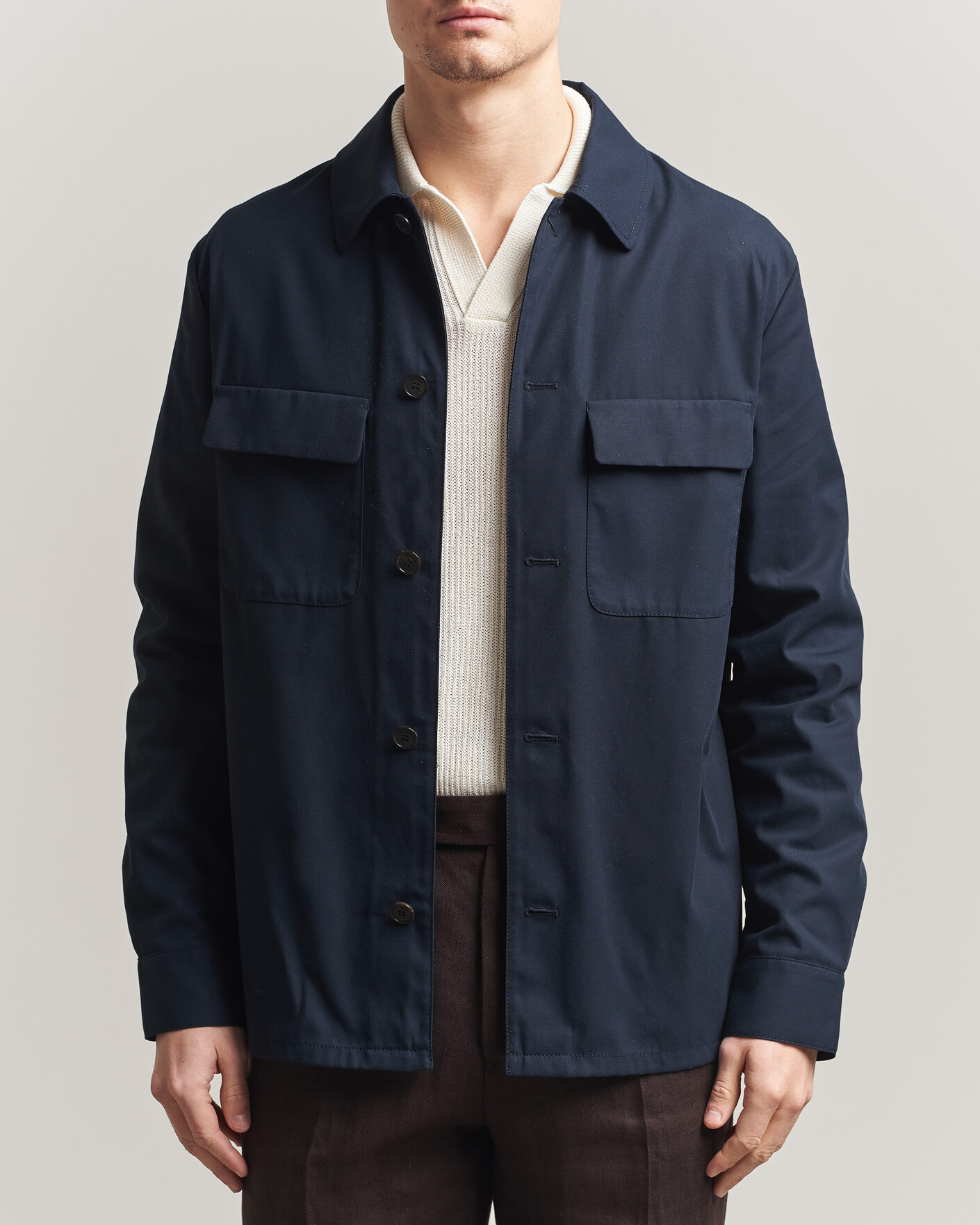 Herr | Skjortor | Incotex | Ice Cotton Twill Overshirt Navy